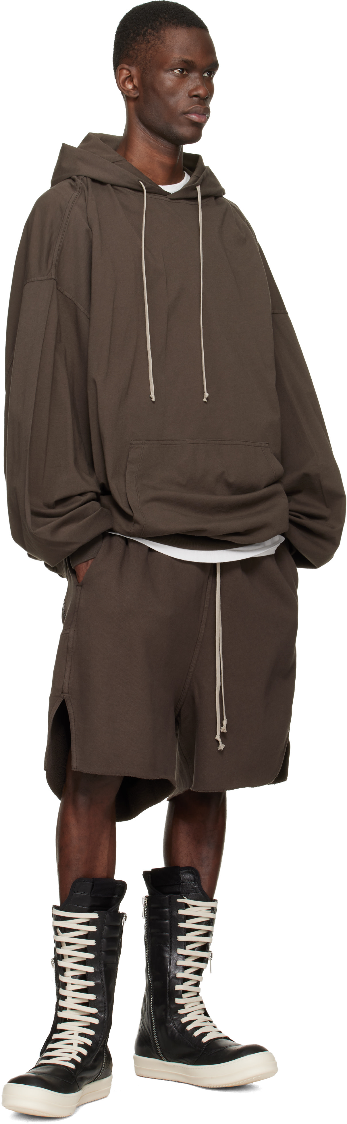 Rick Owens DRKSHDW - Pull à capuche Hun brun - Temple
