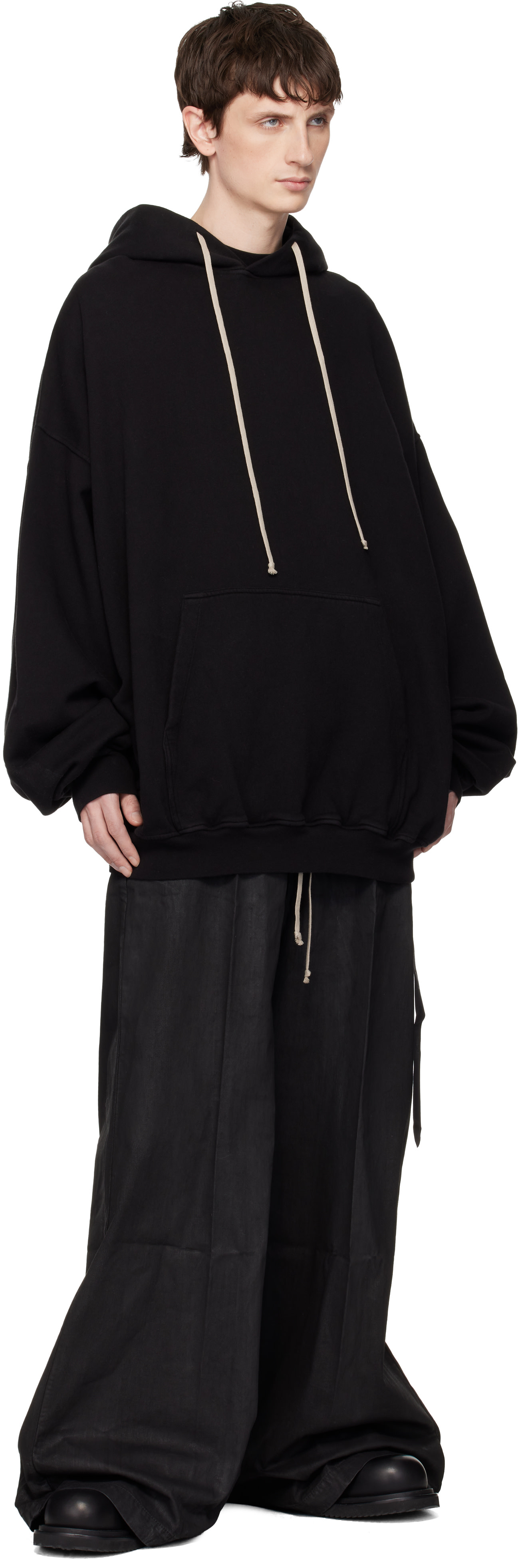Rick Owens DRKSHDW: ブラック Temple Hun フーディ | SSENSE 日本
