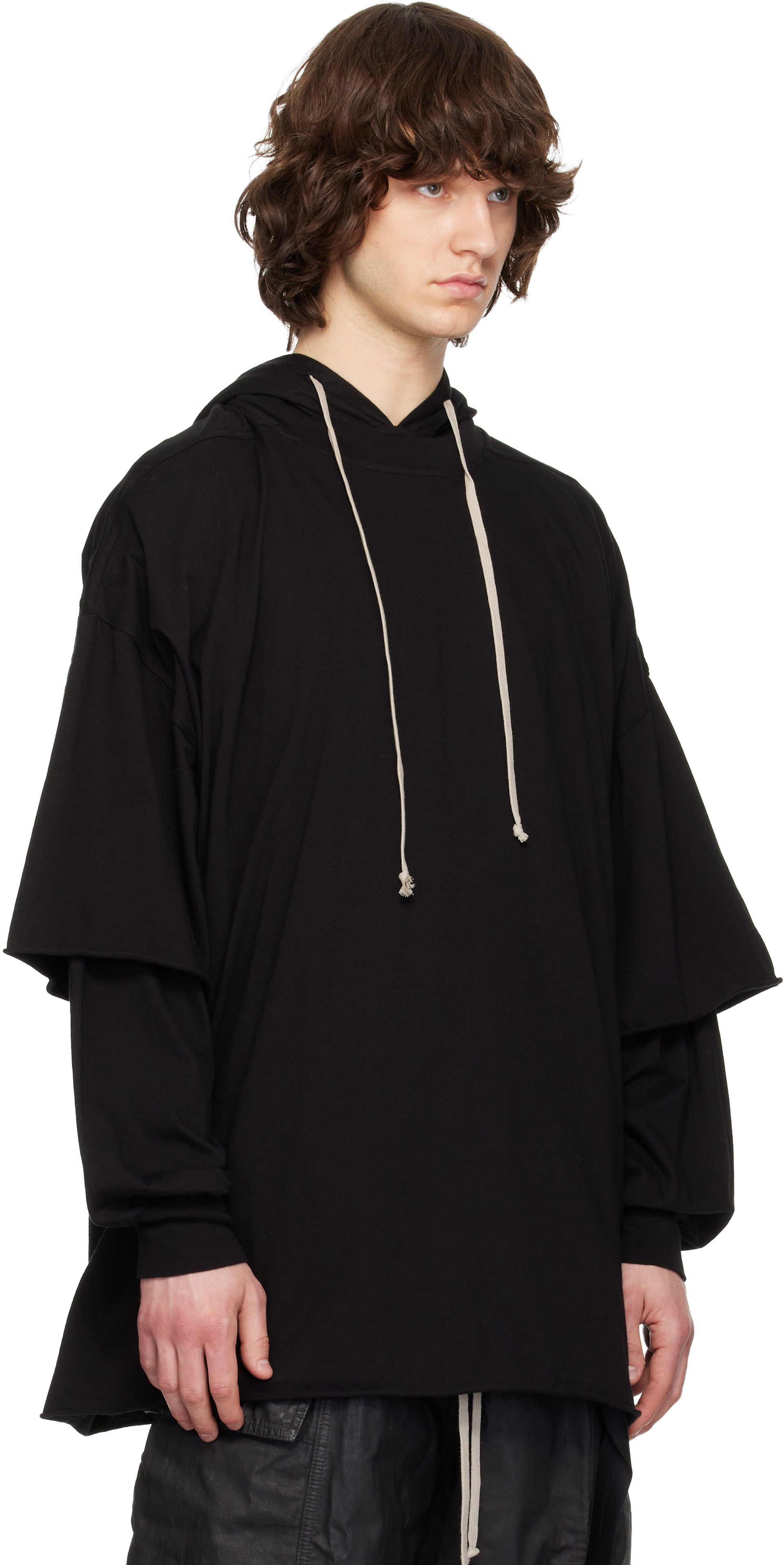 Rick Owens DRKSHDW: Black Temple Tommy Hustler Hoodie | SSENSE