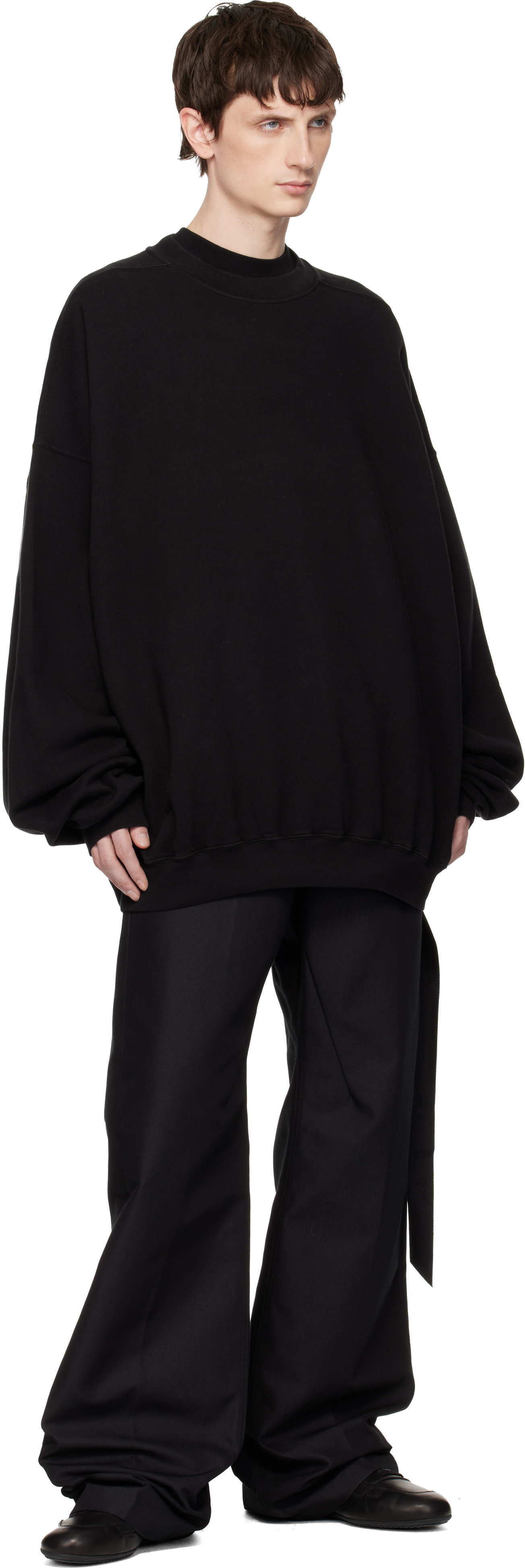 Rick Owens DRKSHDW: ブラック Temple Hun クルーネック スウェット