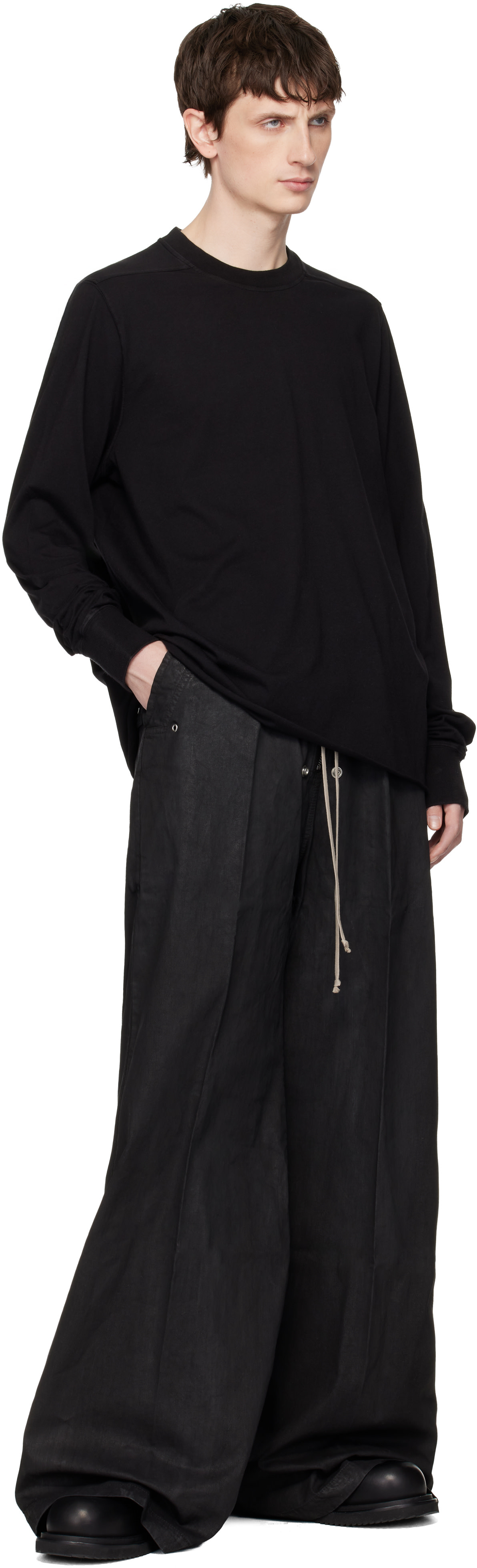 Rick Owens DRKSHDW: ブラック Temple クルーネック スウェットシャツ