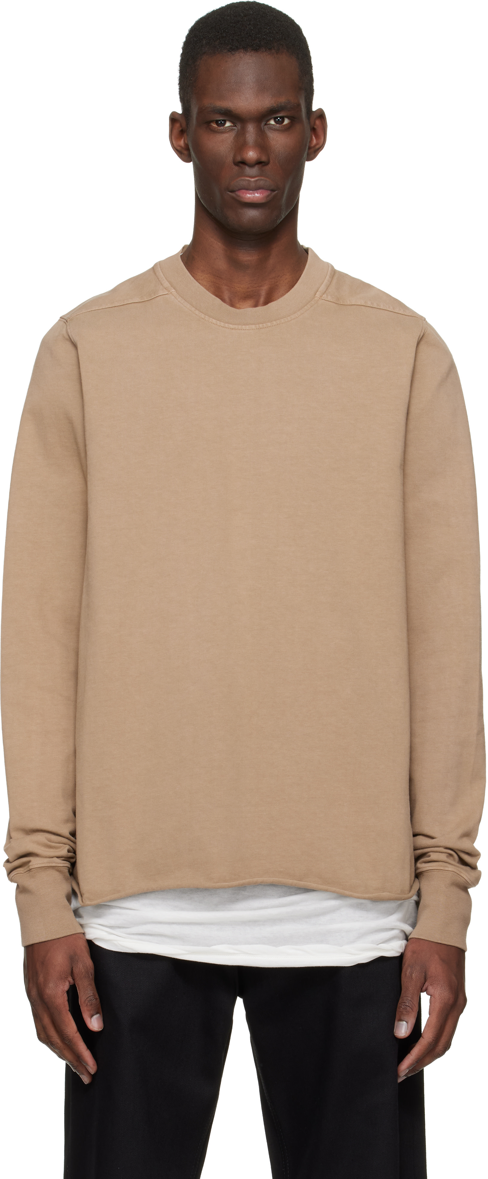 Rick Owens DRKSHDW - Pull molletonné beige à col ras du cou - Temple