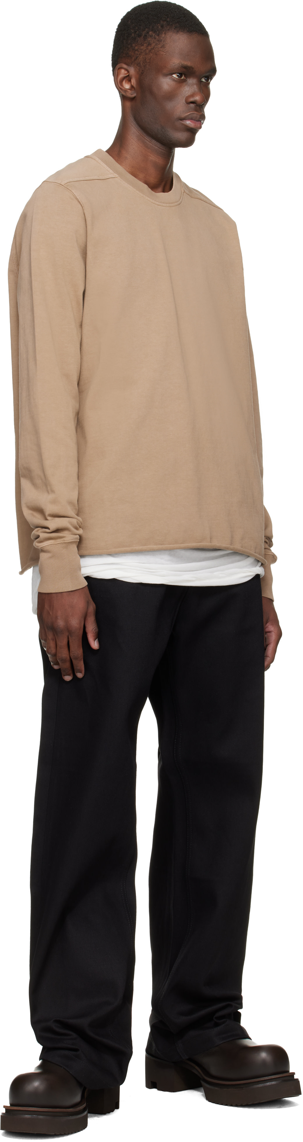 Rick Owens DRKSHDW - Pull molletonné beige à col ras du cou - Temple