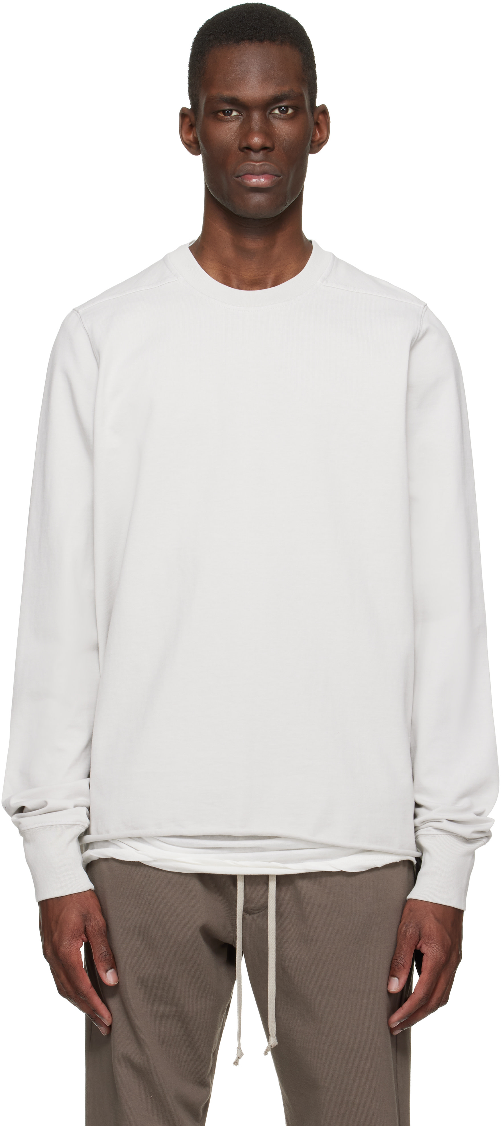 Rick Owens / リックオウエンス | 2024SS | Cropped Crewneck Sweat クロップド クルーネック スウェット カットソー | XL | ホワイト | メンズ Rick Owens DRKSHDW: Off-White Temple Crewneck Sweatshirt | SSENSE