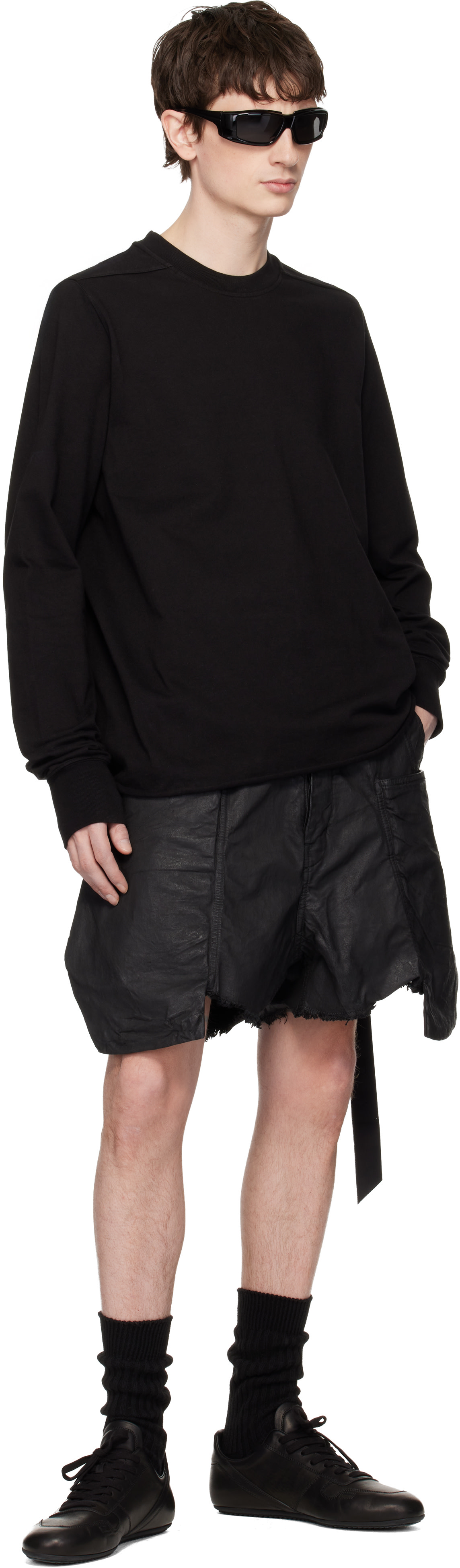 Rick Owens DRKSHDW - Pull molletonné noir à col ras du cou - Temple