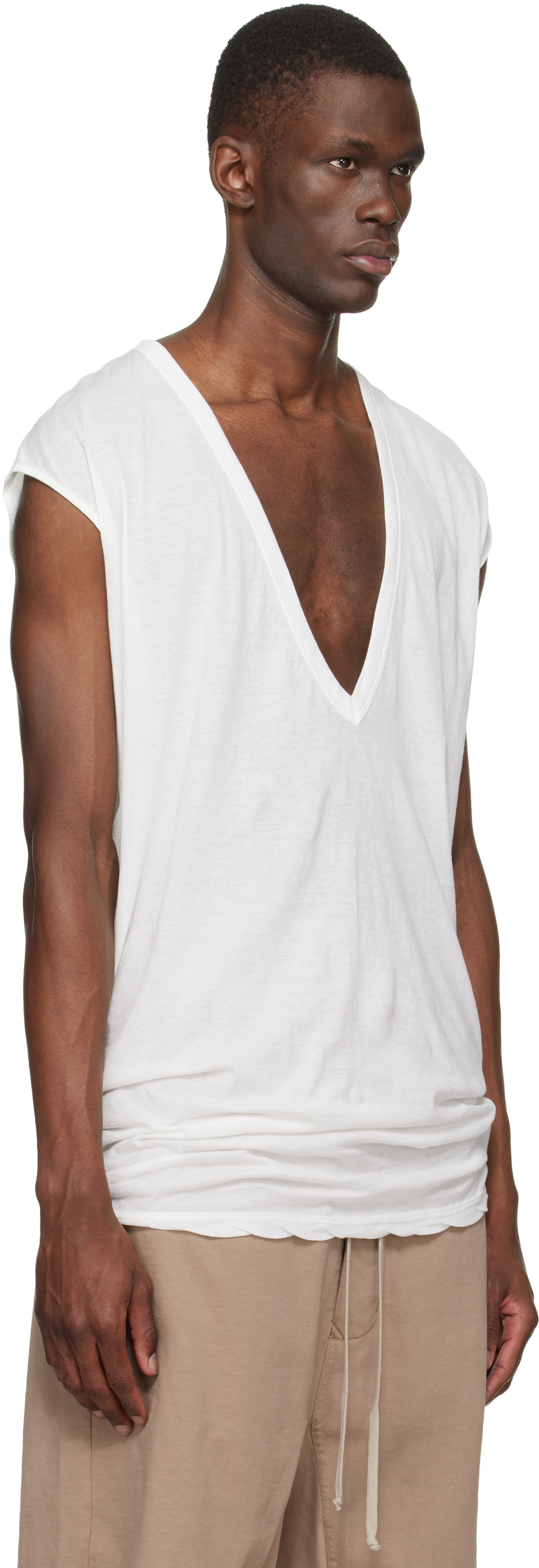トップス Rick owens Dylan uc sleeve drkshdw dust Rick Owens DRKSHDW: White Temple Dylan T-shirt | SSENSE