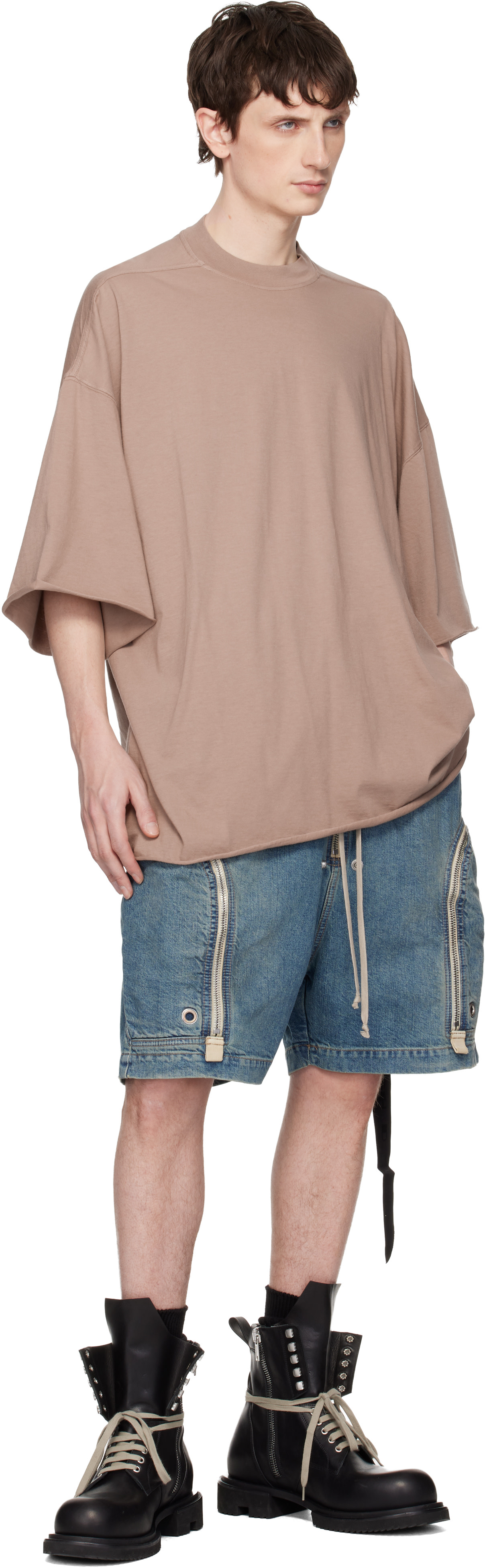 Rick Owens DRKSHDW: Taupe Temple Tommy T-shirt | SSENSE