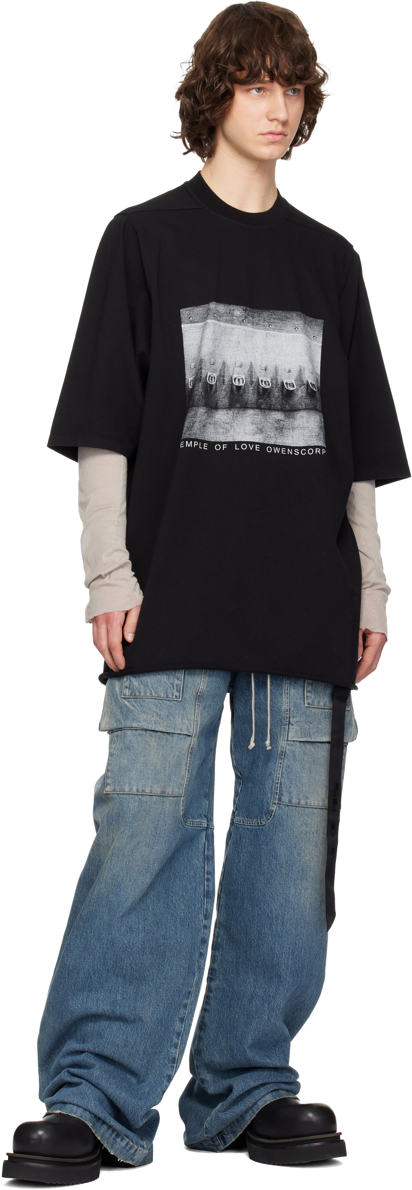 Rick Owens DRKSHDW: ブラック Temple Jumbo S/S Tシャツ | SSENSE 日本