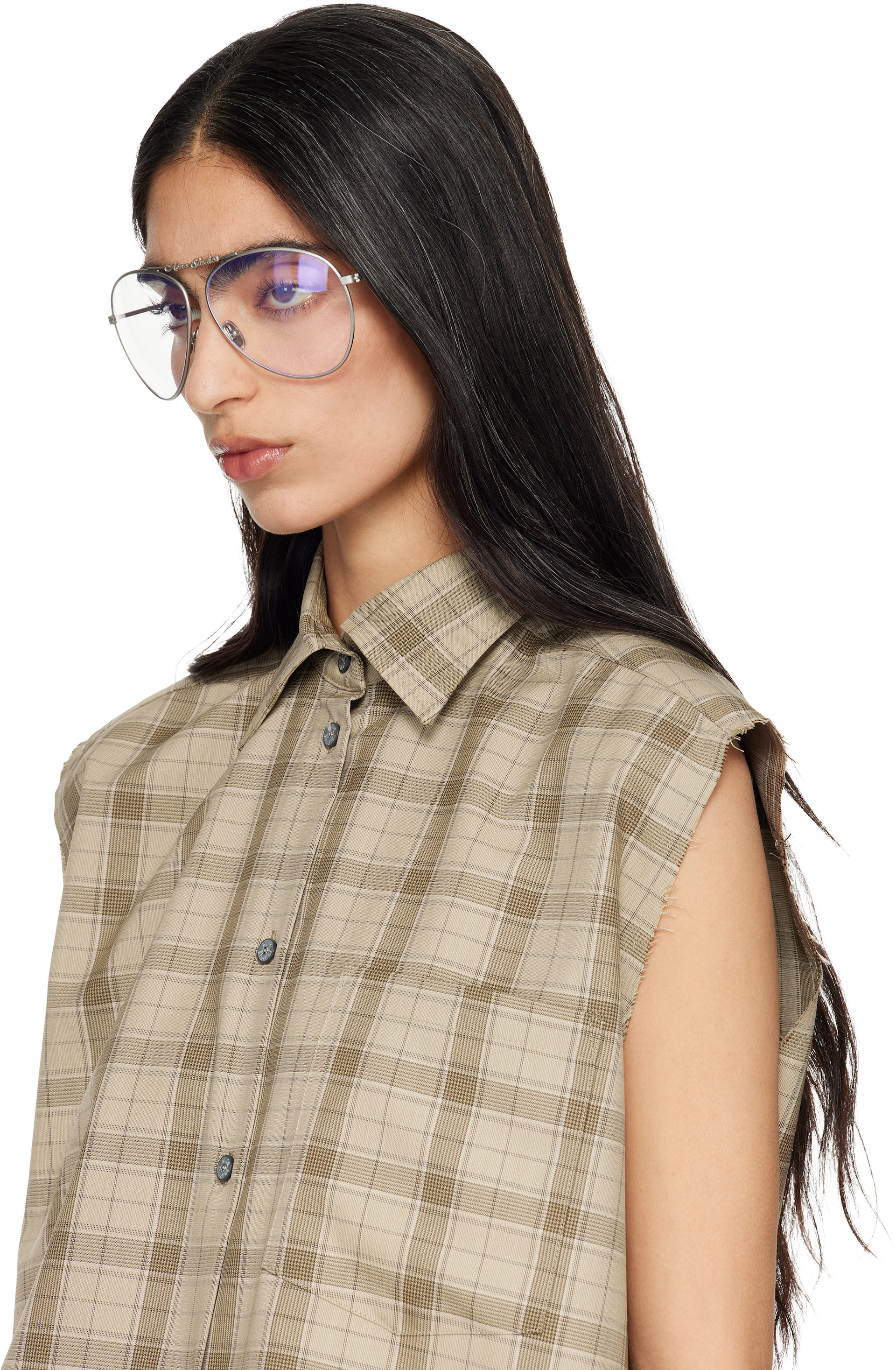 Acne Studios: Silver Metal Aviator Glasses | SSENSE