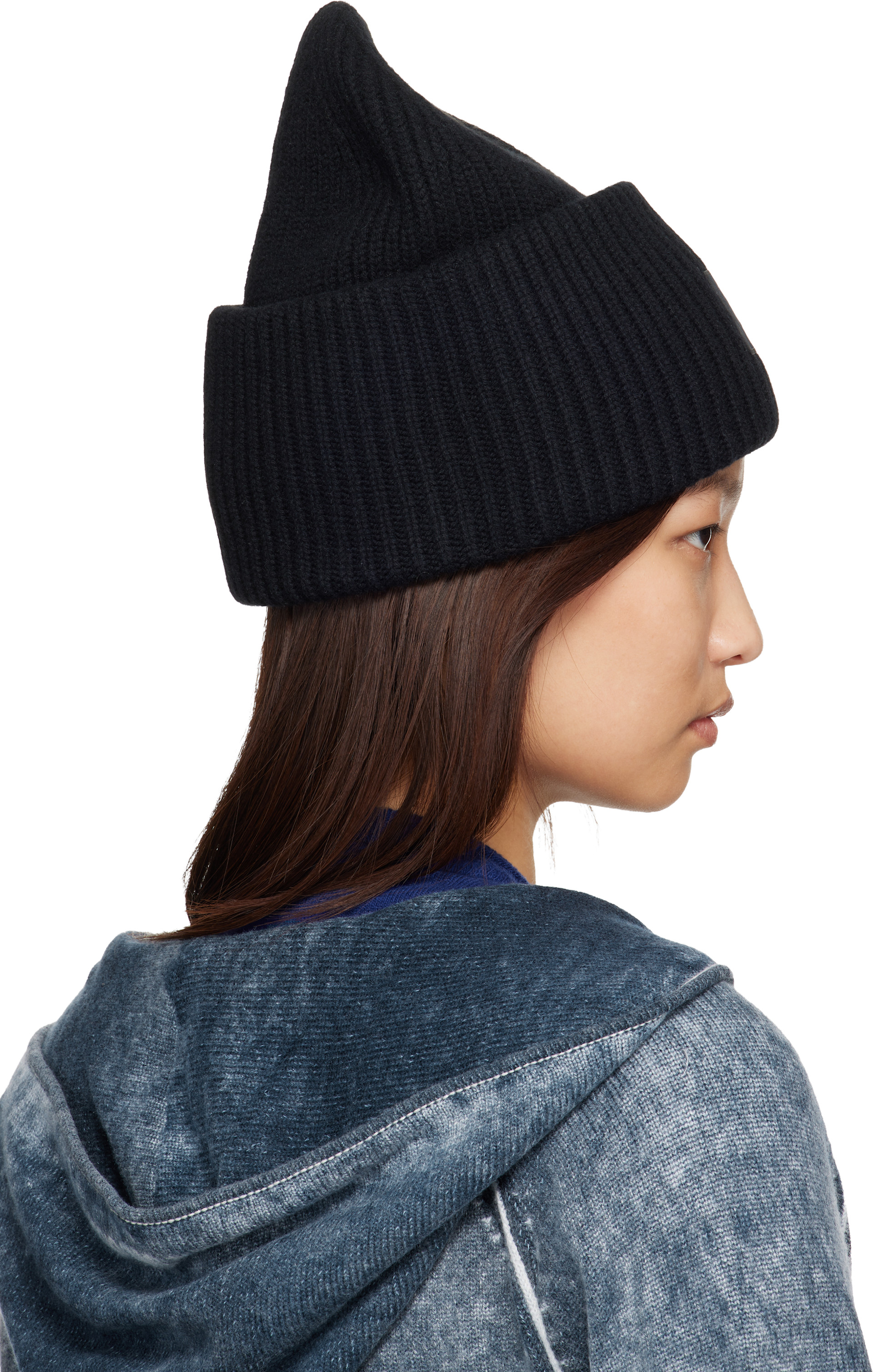 Acne Studios - 블랙 라지 페이스 로고 비니