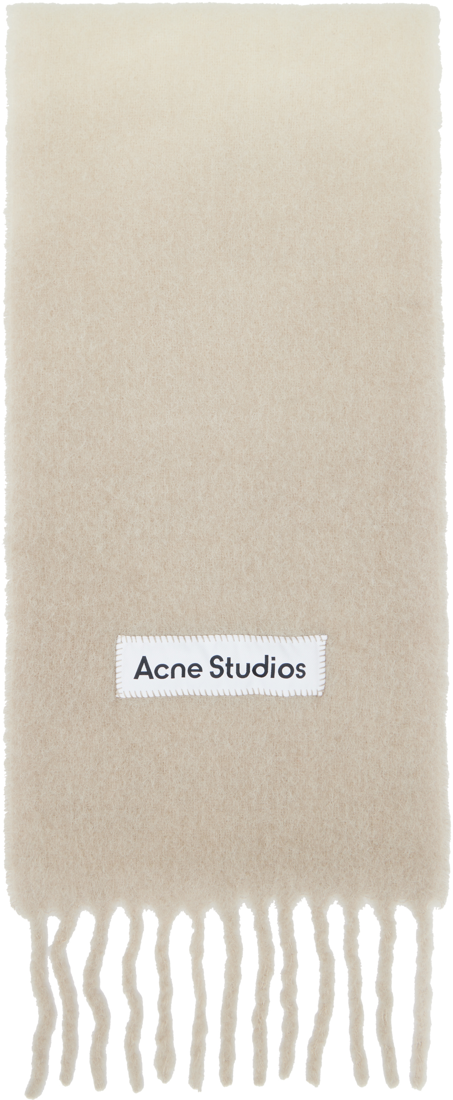 Acne Studios - Écharpe beige en laine à franges