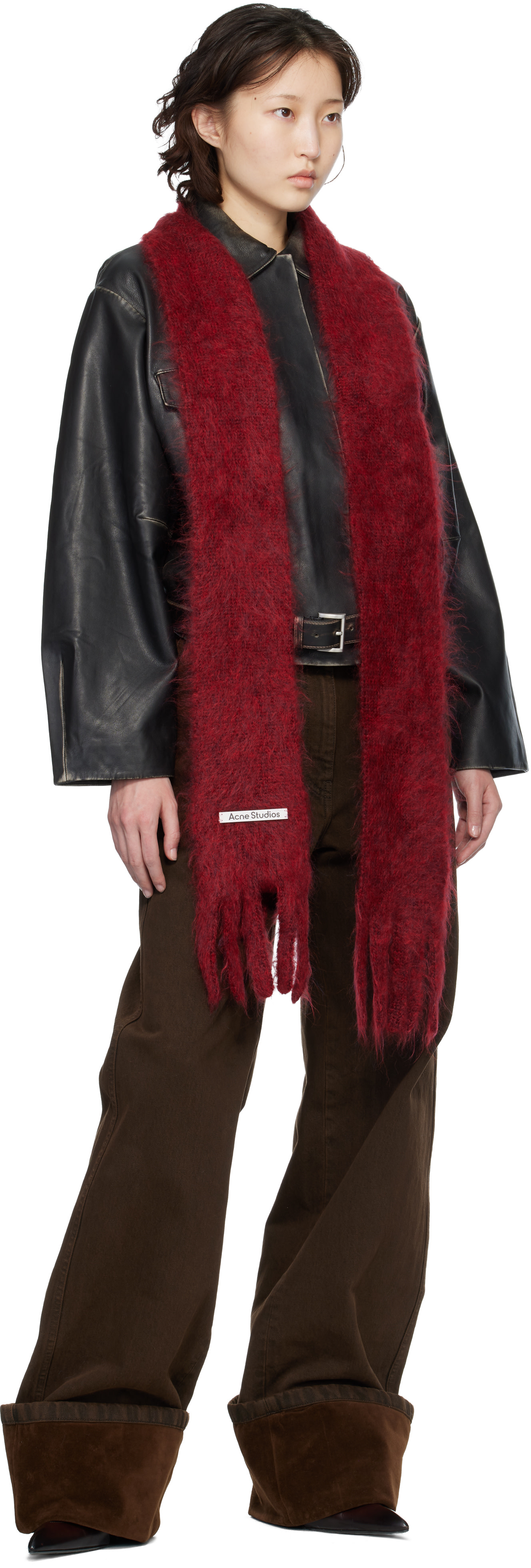 Acne Studios - Écharpe étroite rouge à logo