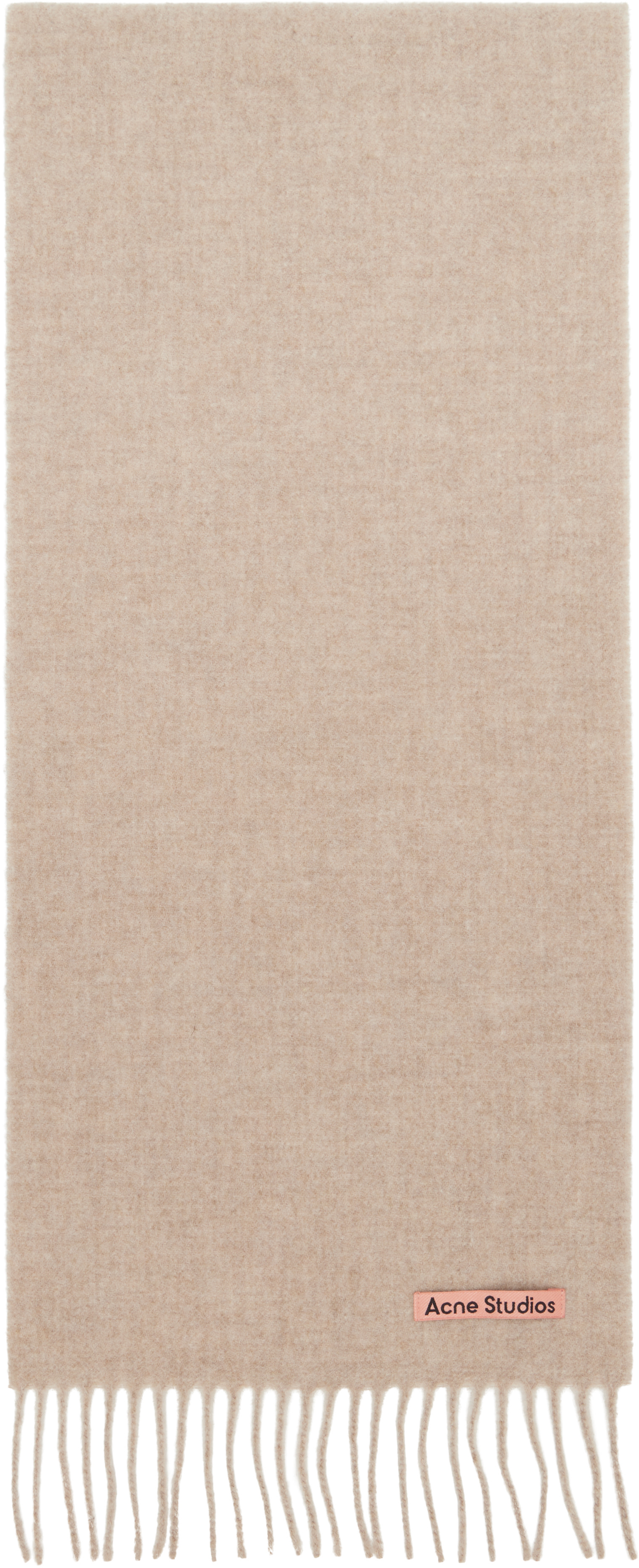 Acne Studios - Écharpe fine beige en laine à franges