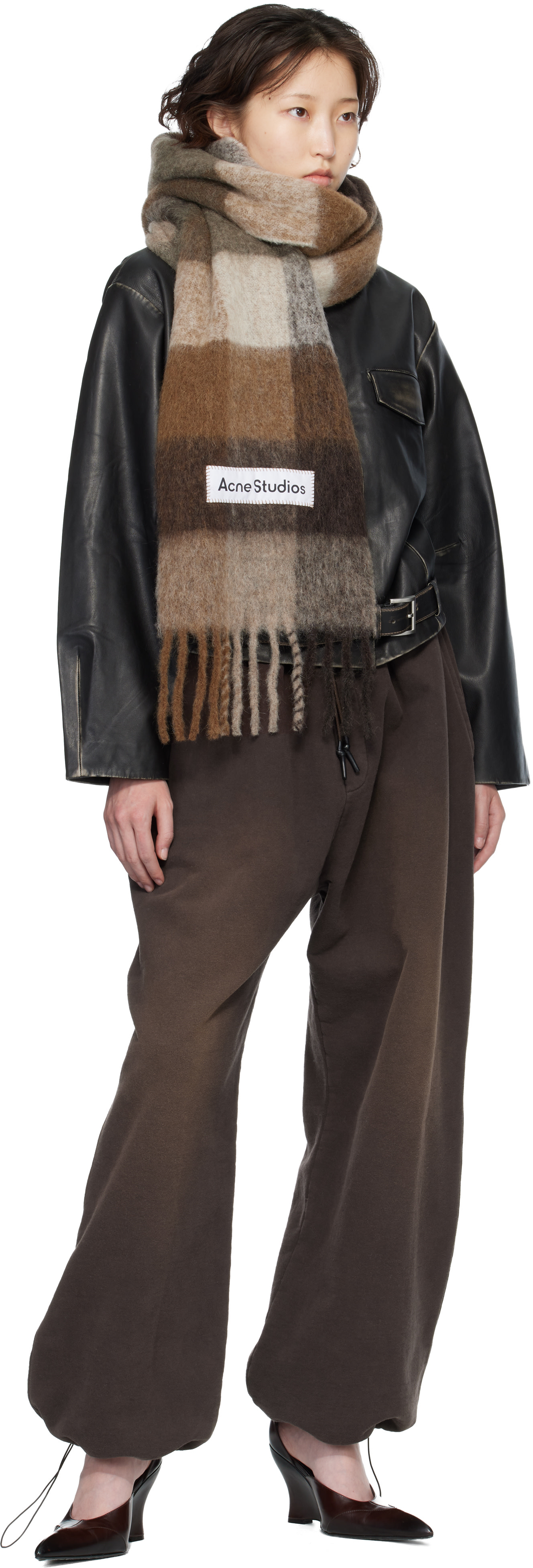 Acne Studios - Brown Mohair Checked Scarf