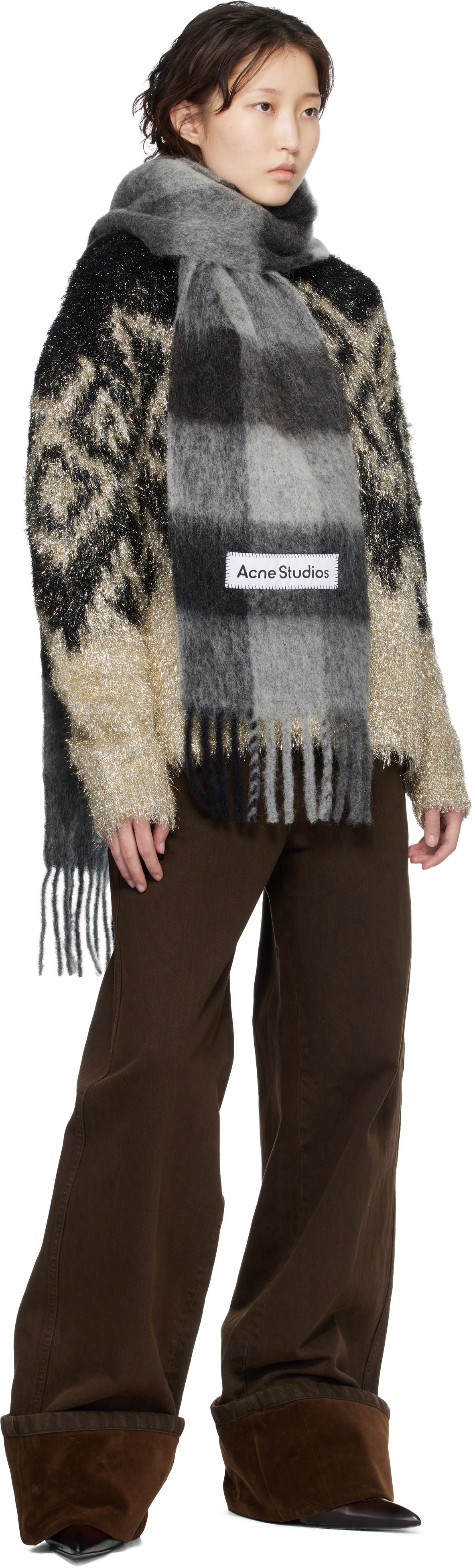 Acne Studios - Gray Mohair Checked Scarf