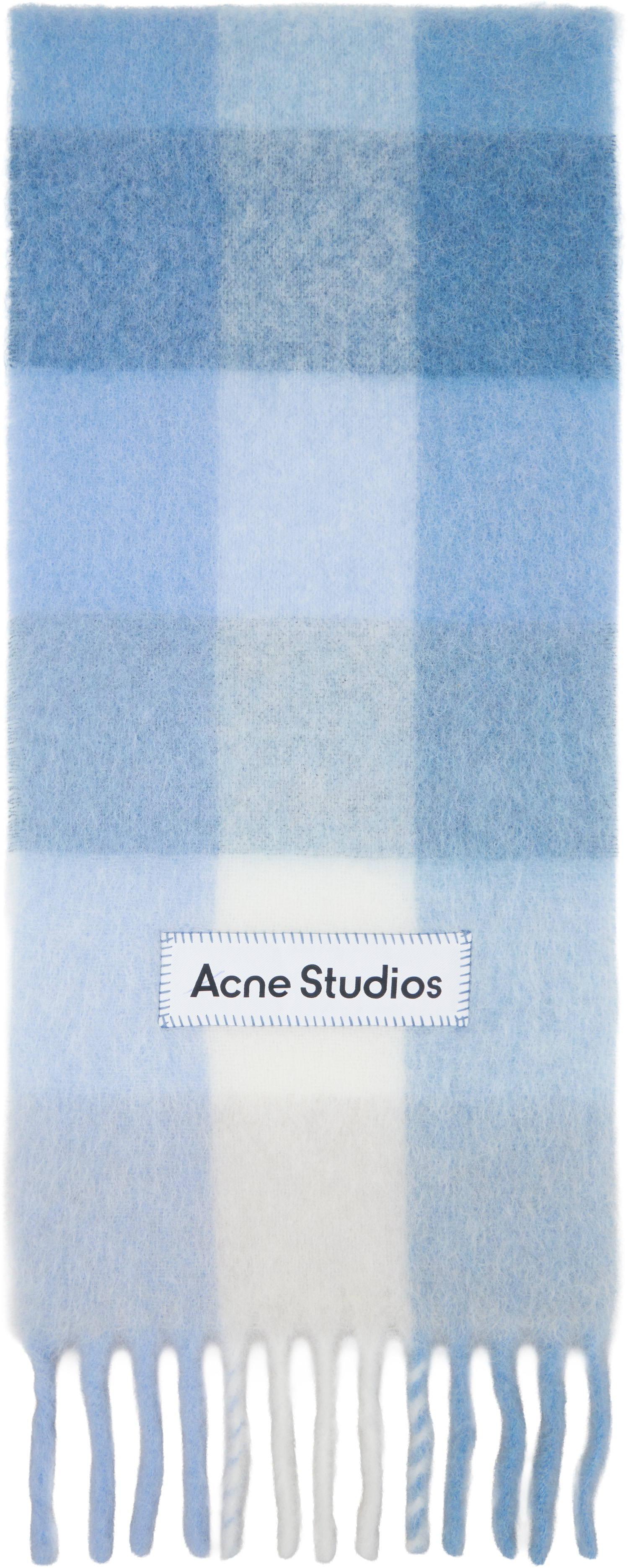 Acne Studios - 블루 모헤어 체크 스카프