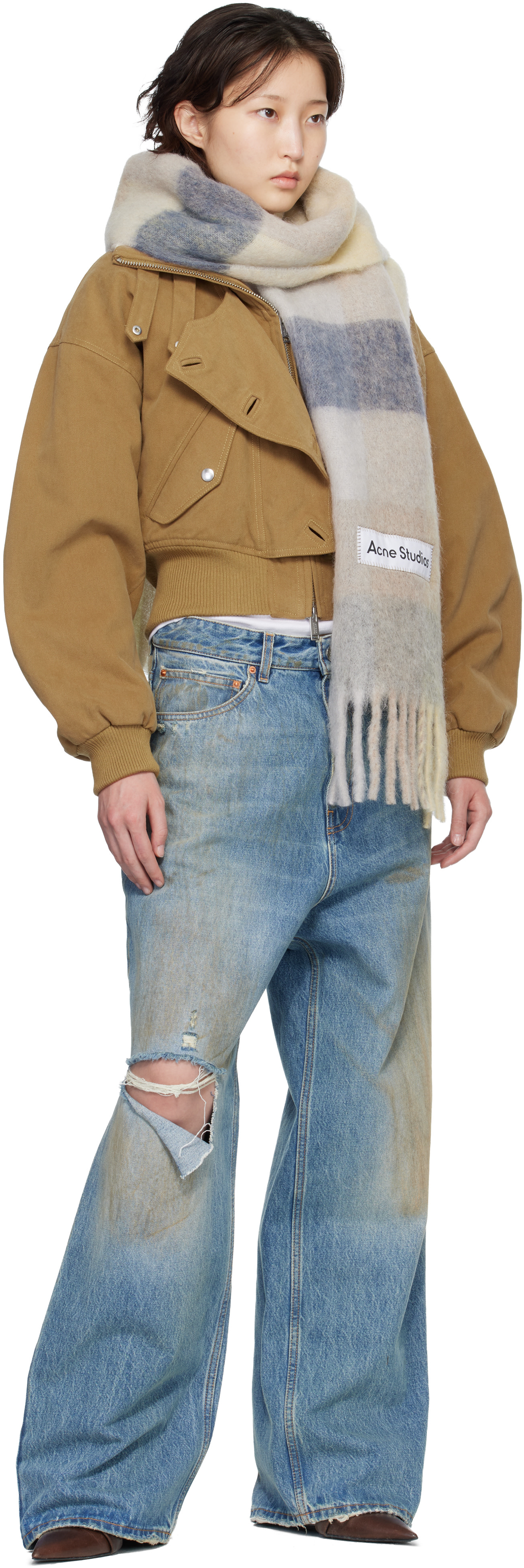 Acne Studios - Off-White Mohair Checked Scarf
