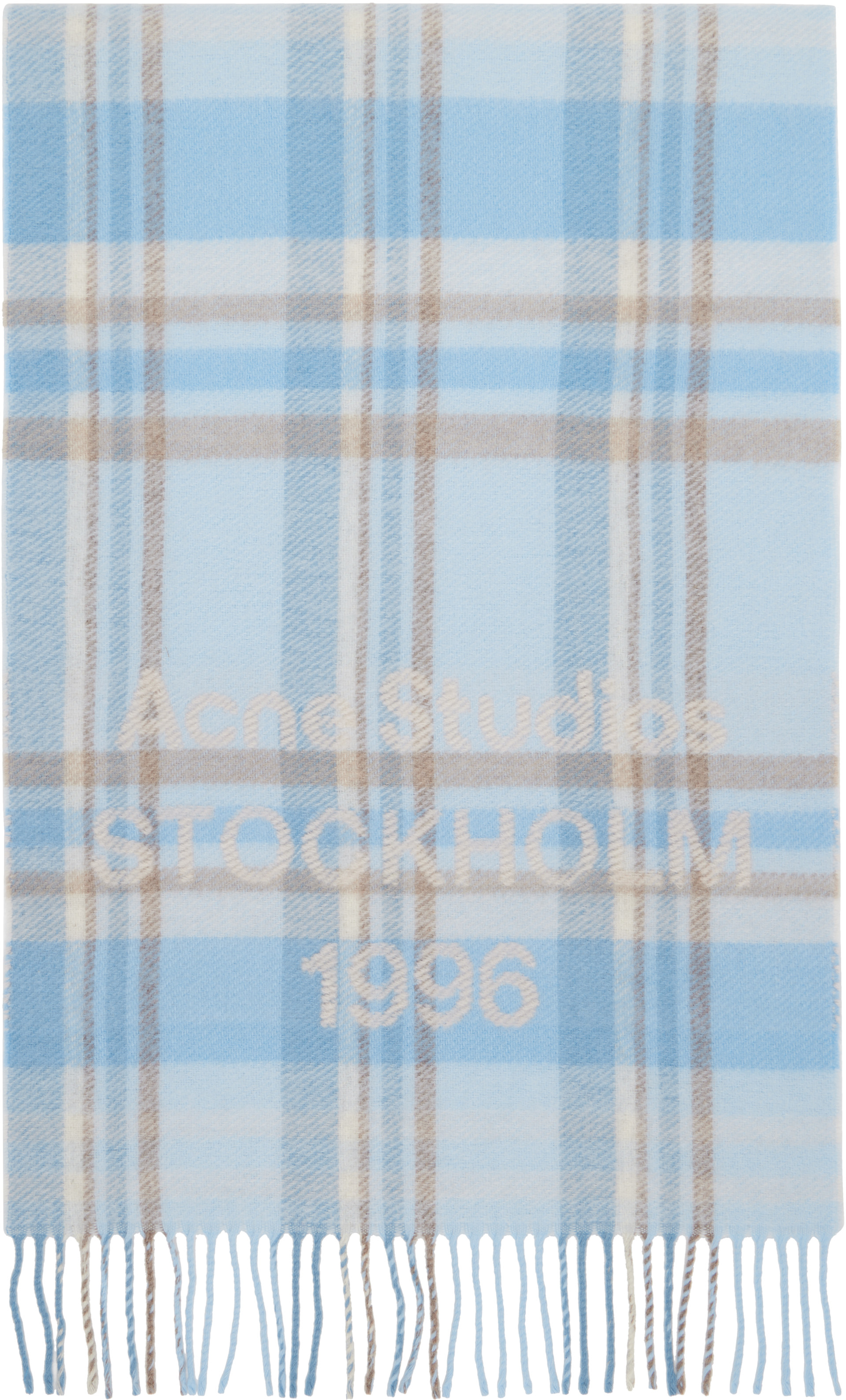 Acne Studios - Écharpe bleue à logo et à franges