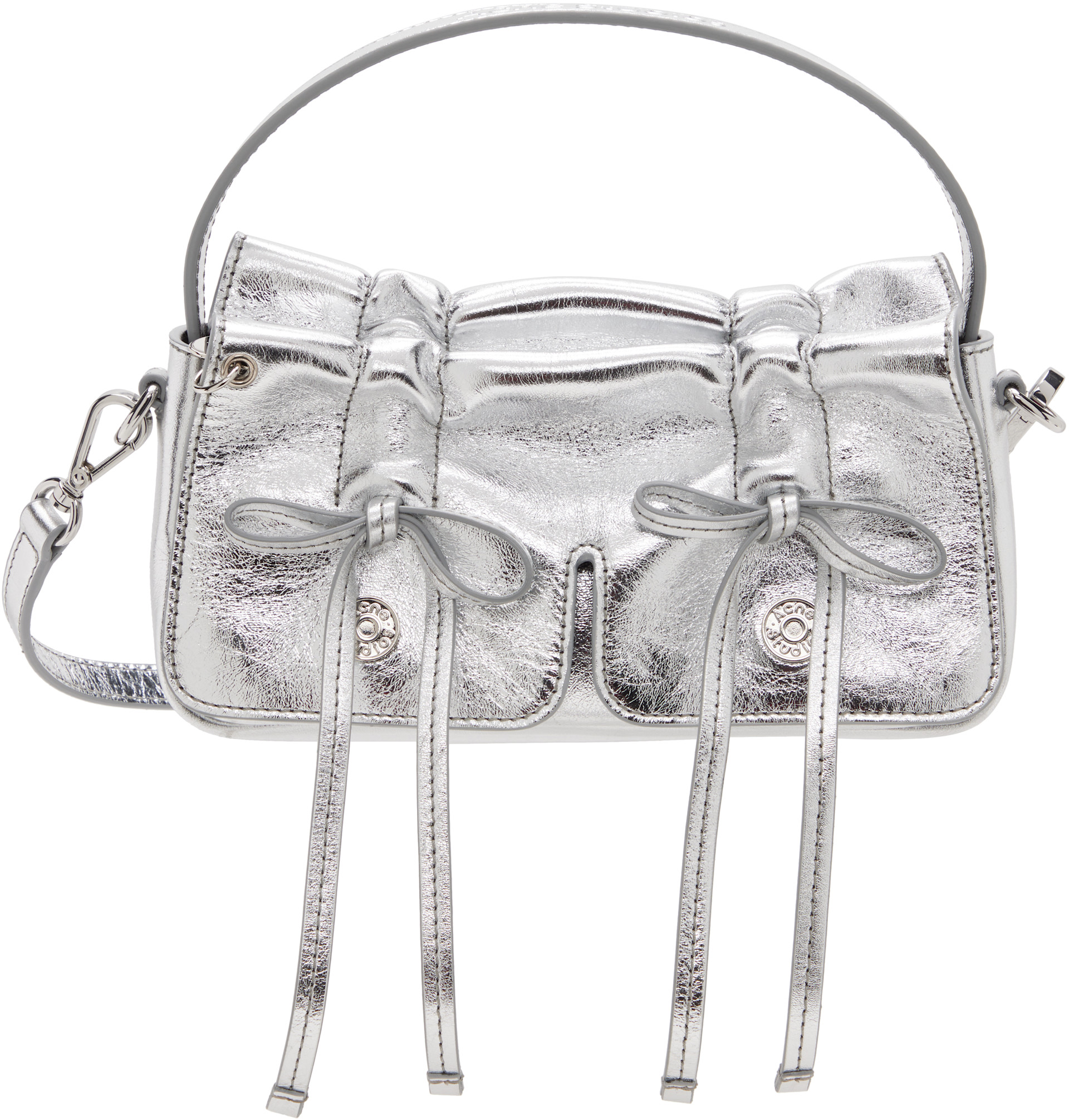 Acne Studios - Micro sac argent métallique à poches