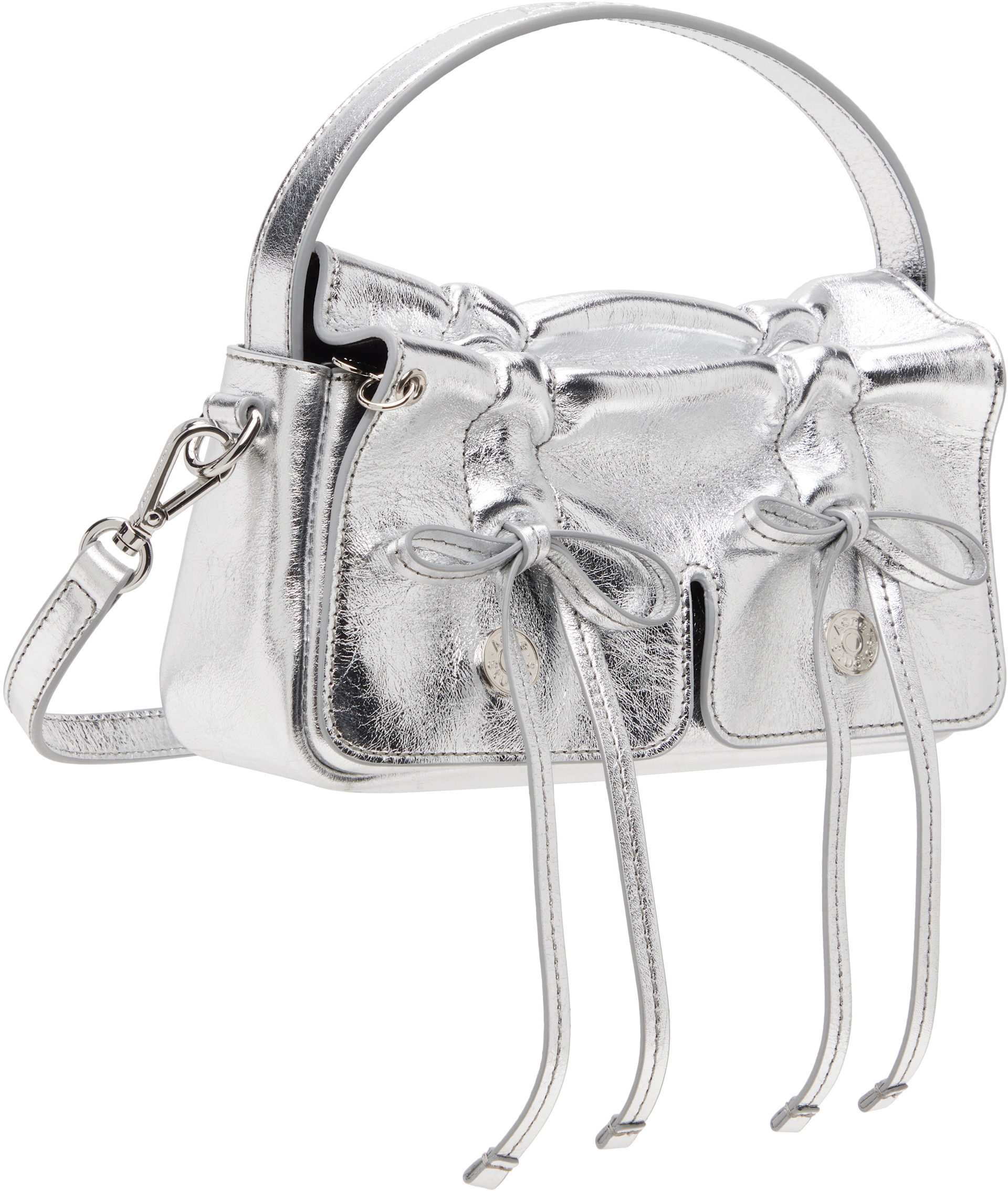 Acne Studios - Micro sac argent métallique à poches
