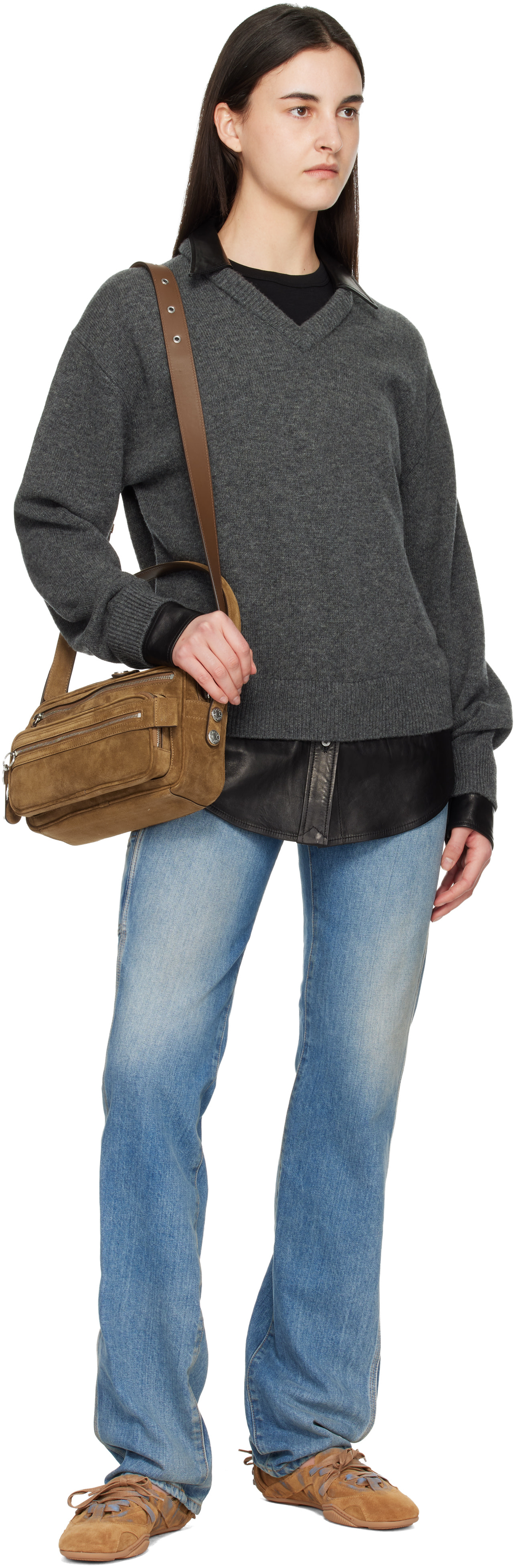 Acne Studios: Brown Camero Party Suede Bag | SSENSE