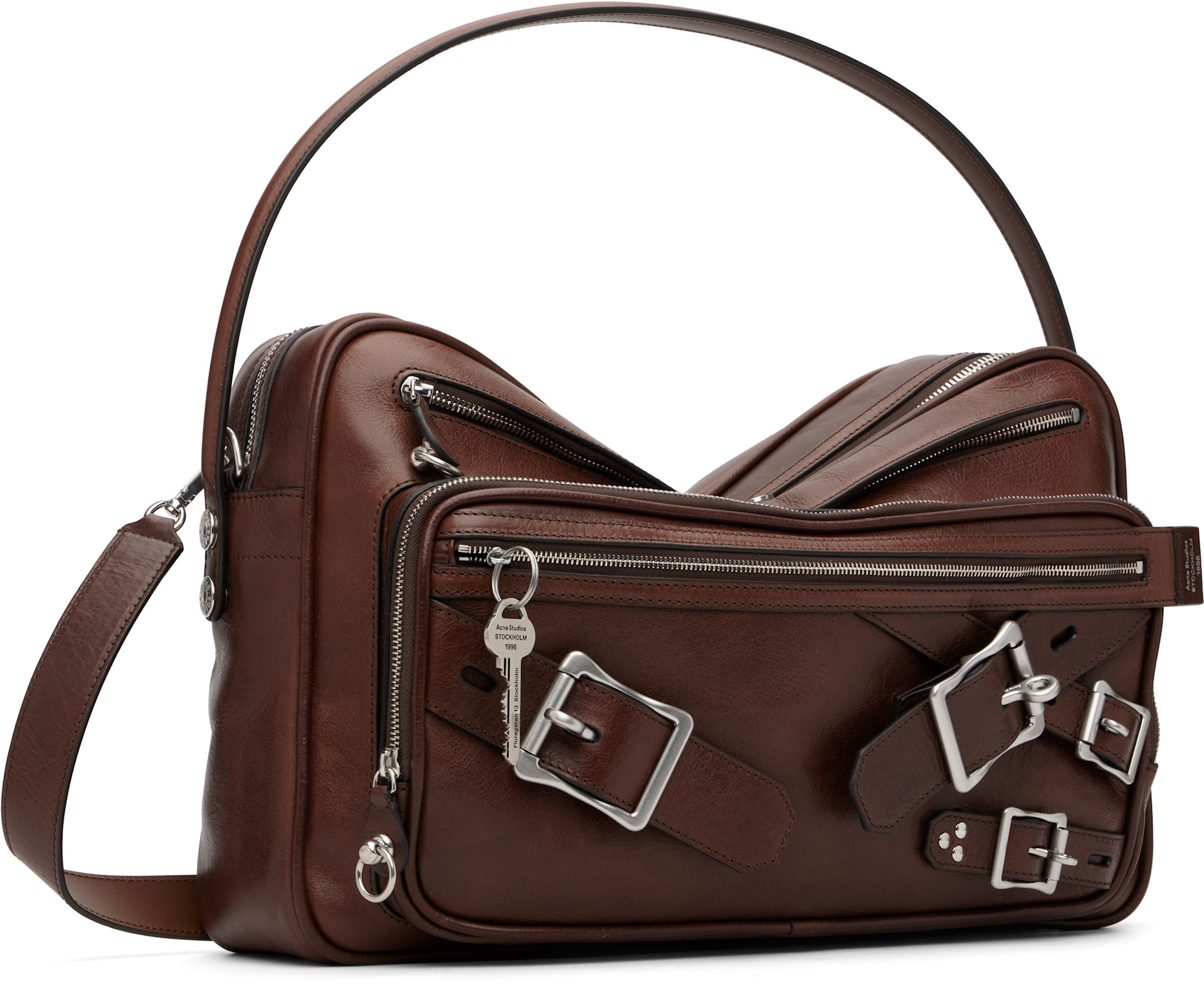Acne Studios: Brown Camero Camera Buckles Bag | SSENSE