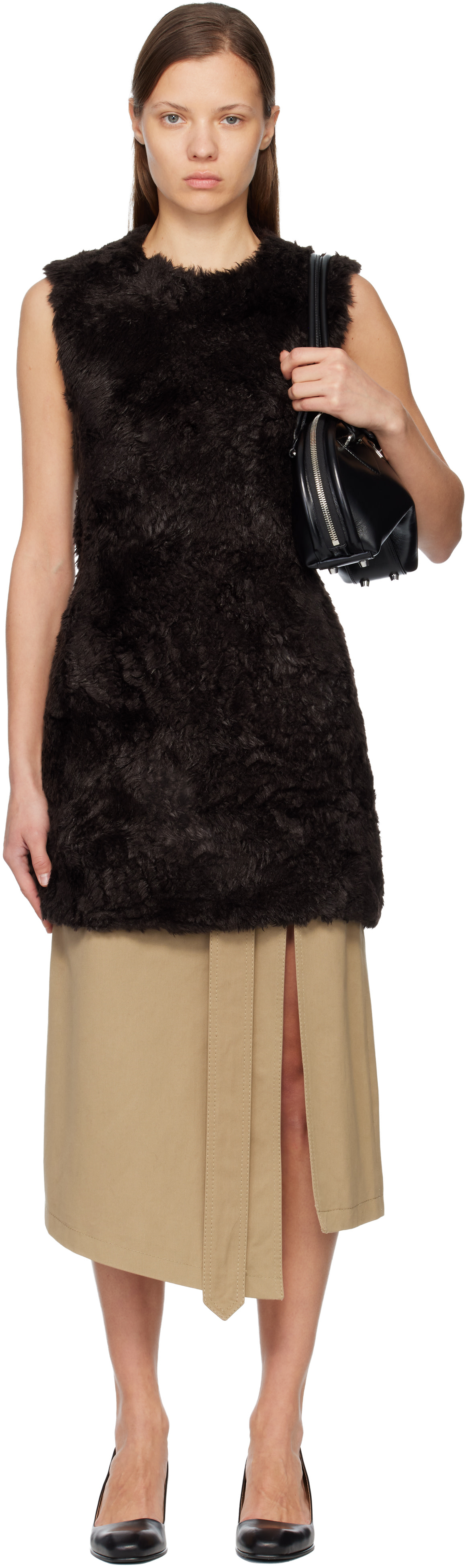 Acne Studios - Robe courte brune en fourrure synthétique