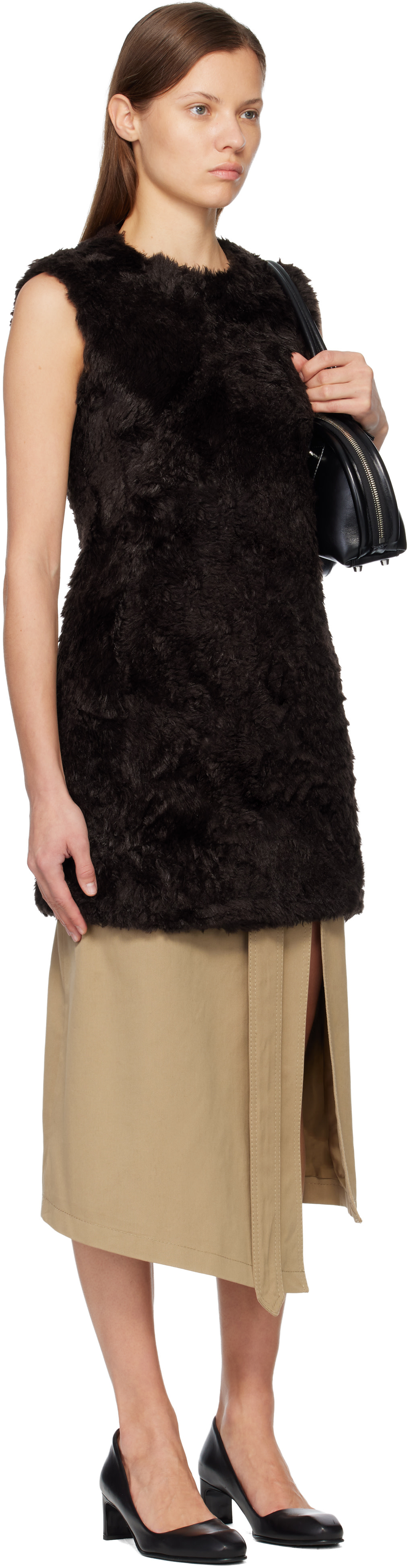 Acne Studios - Robe courte brune en fourrure synthétique