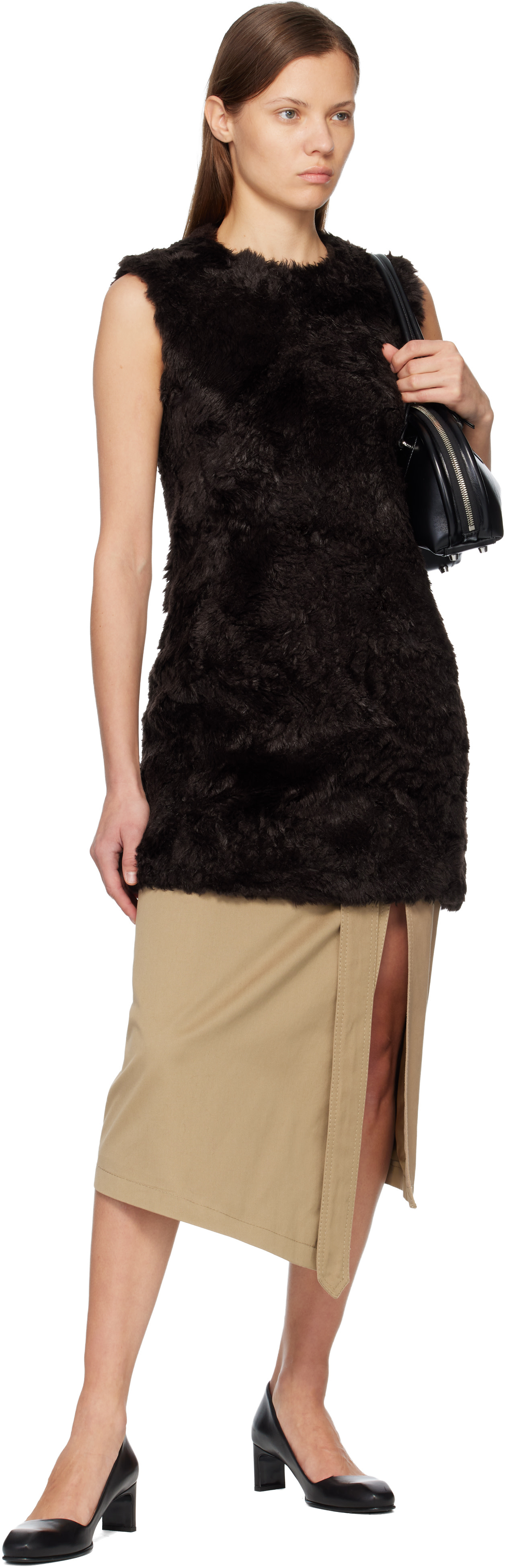 Acne Studios - Robe courte brune en fourrure synthétique