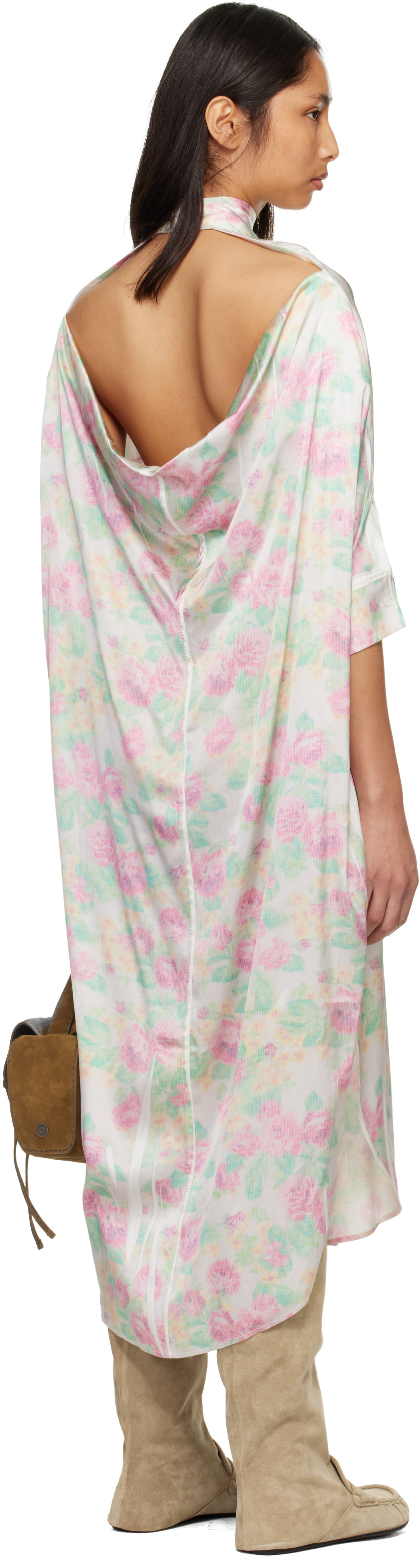 blouse midi dress Rihoas V Neck Button Up Cotton Linen Midi Dress