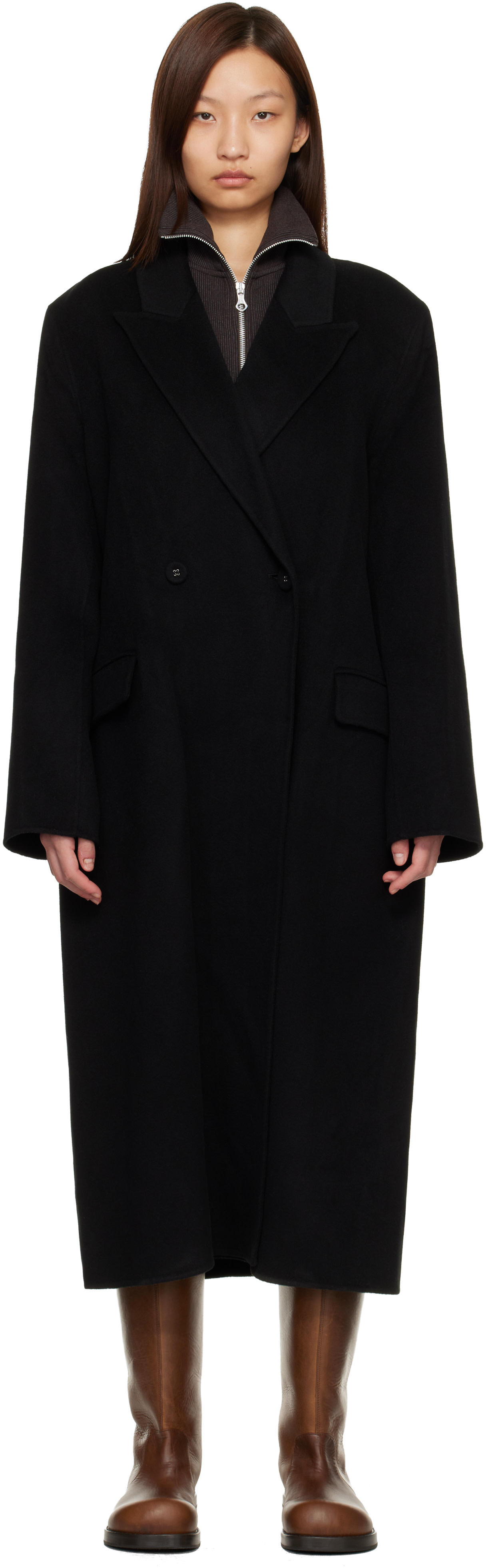 Acne Studios - Manteau noir à double boutonnage