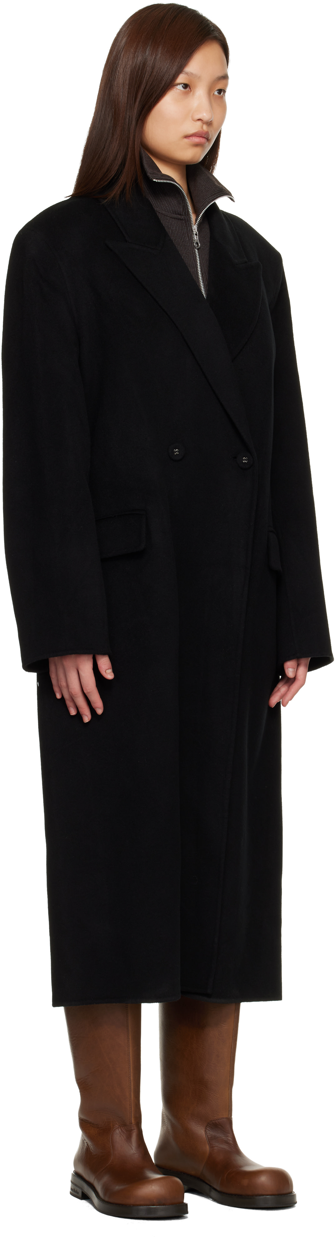 Acne Studios - Manteau noir à double boutonnage