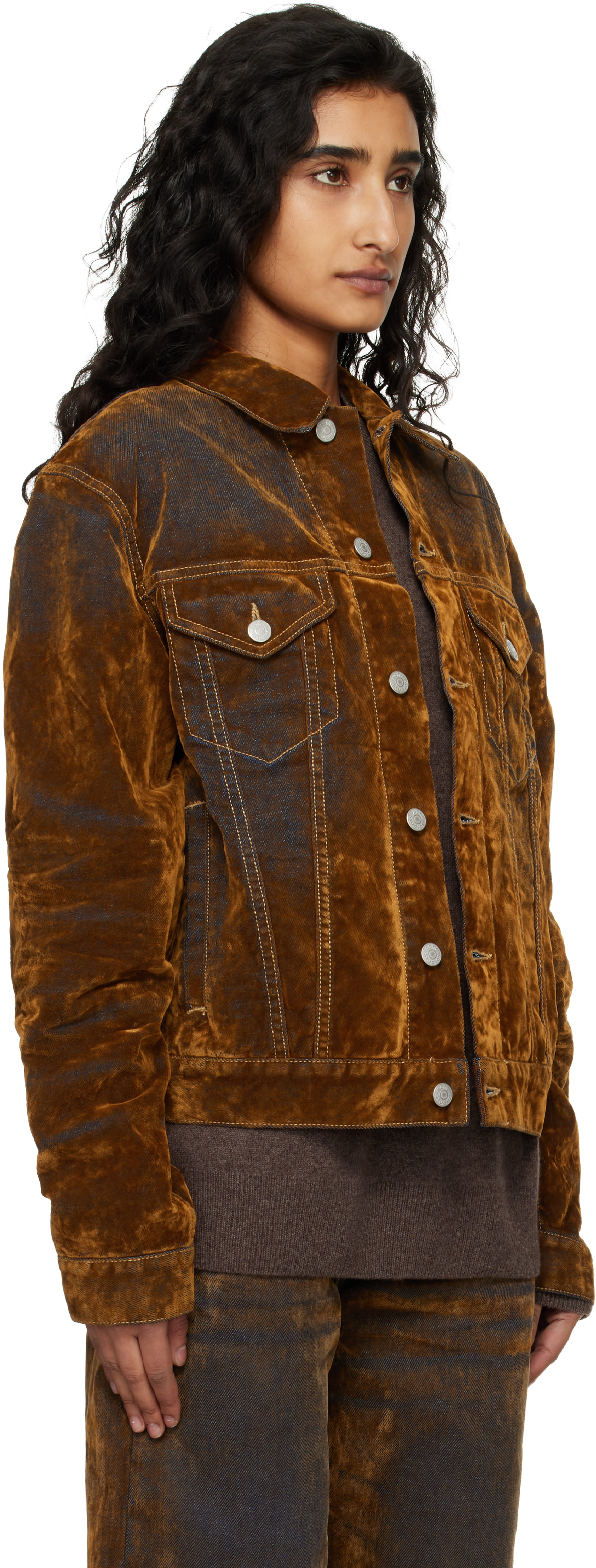 Acne Studios - Brown Flocked Denim Jacket