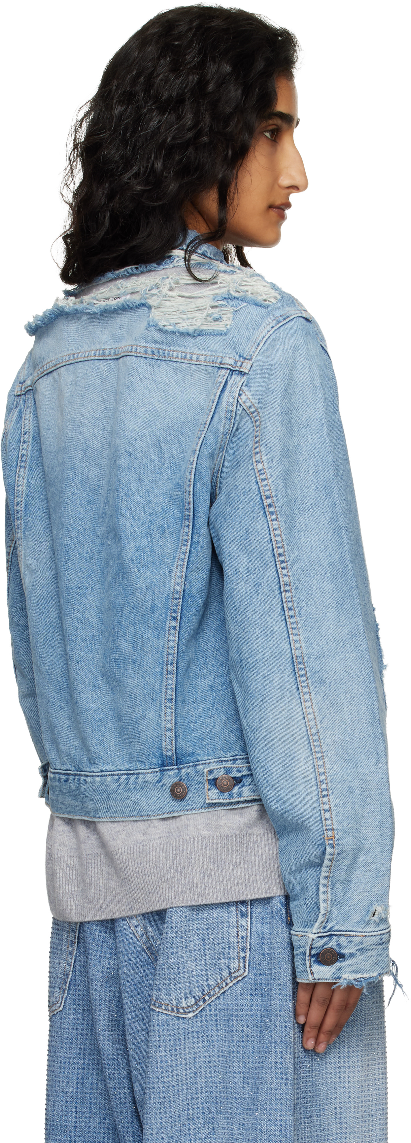Acne Studios - Blouson bleu en denim à effet usé