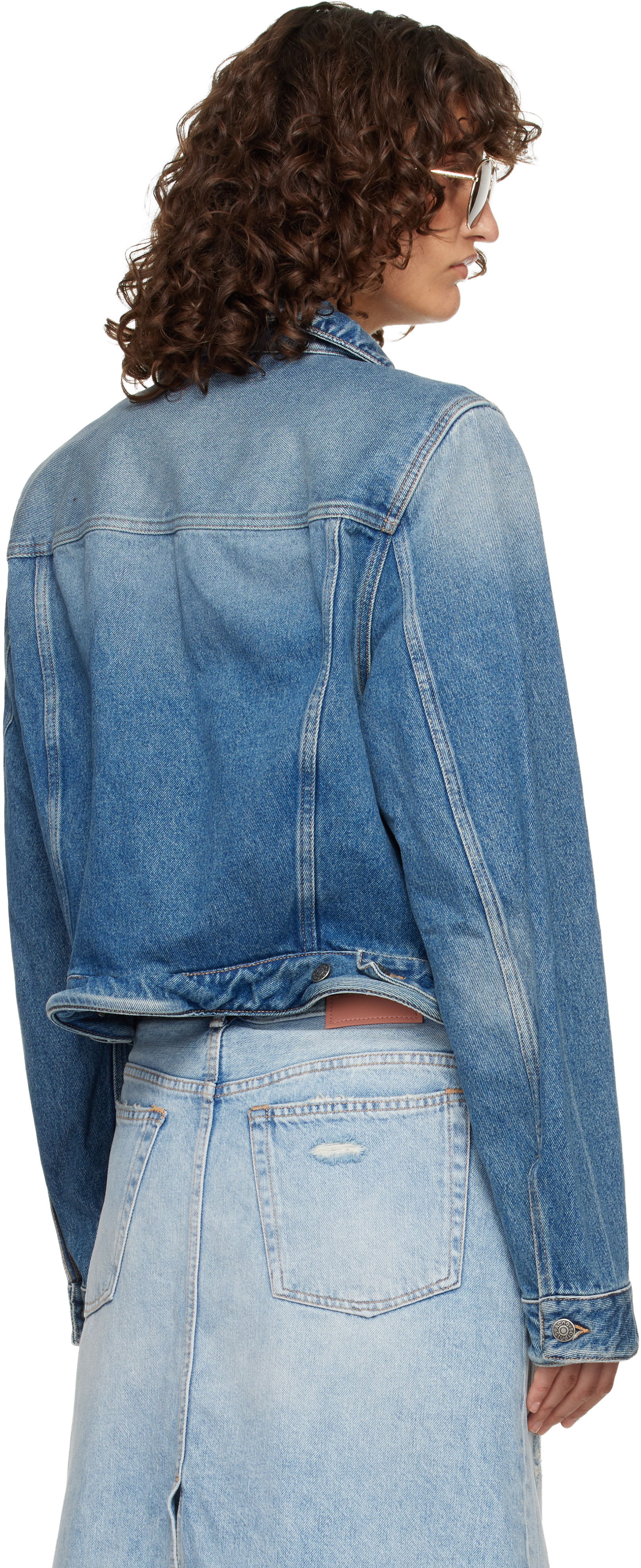Acne Studios: Blue Wavy Denim Jacket | SSENSE