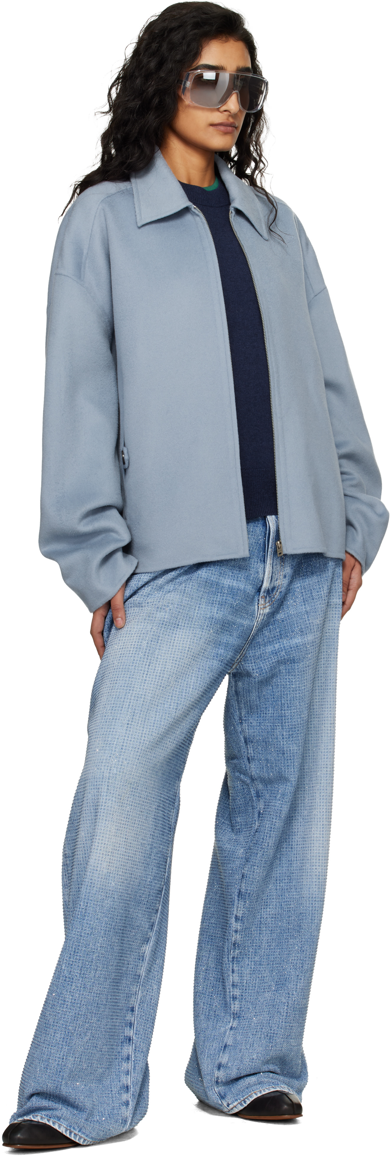 Acne Studios - Blouson bleu en cachemire