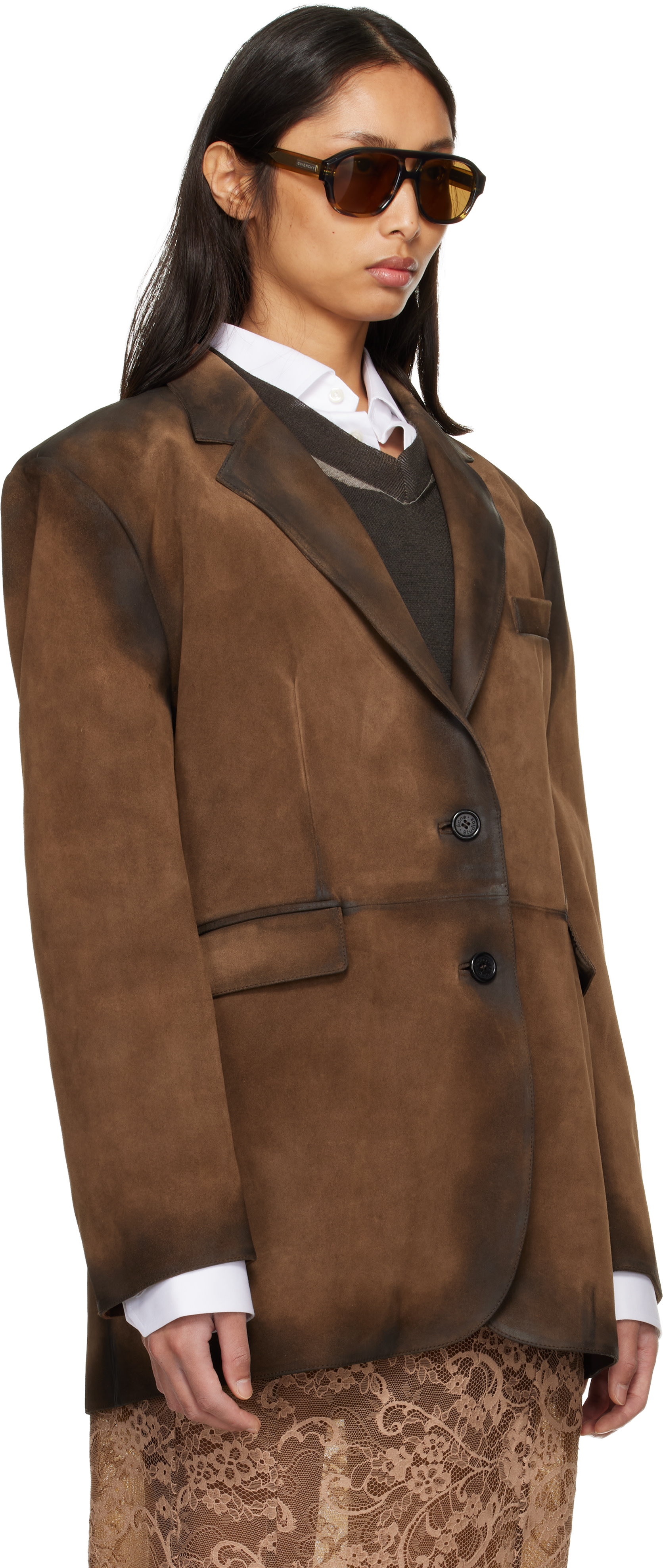 Acne Studios - Blouson de tailleur brun en suède