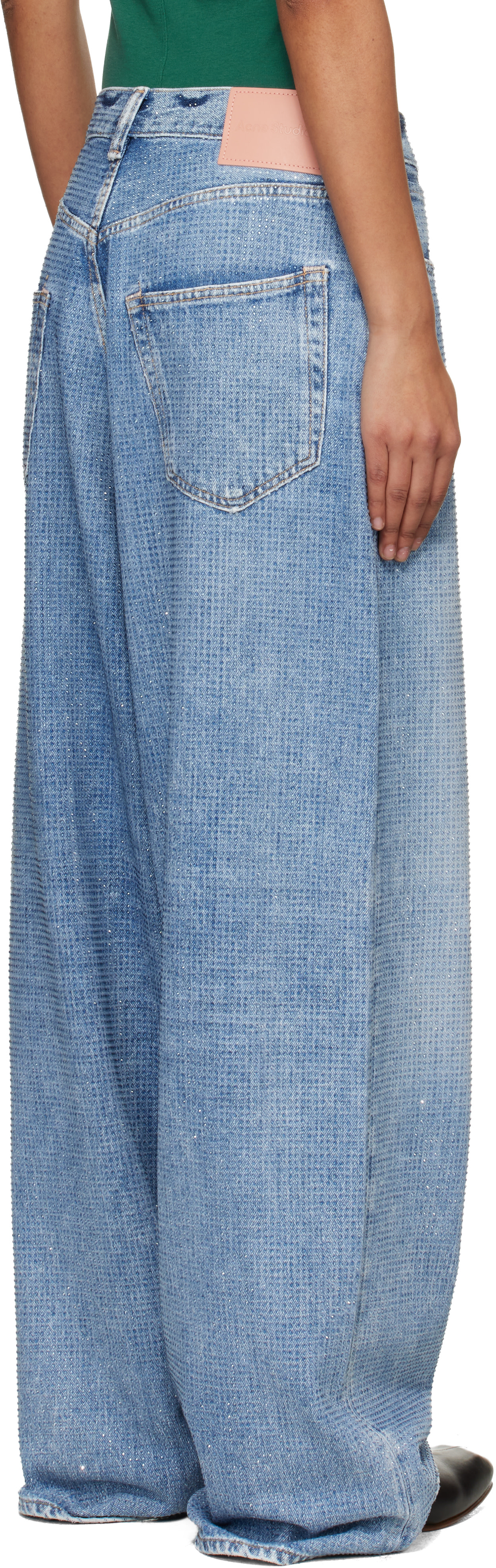 Acne Studios: ブルー 2023 Loose ラインストーン ジーンズ | SSENSE 日本