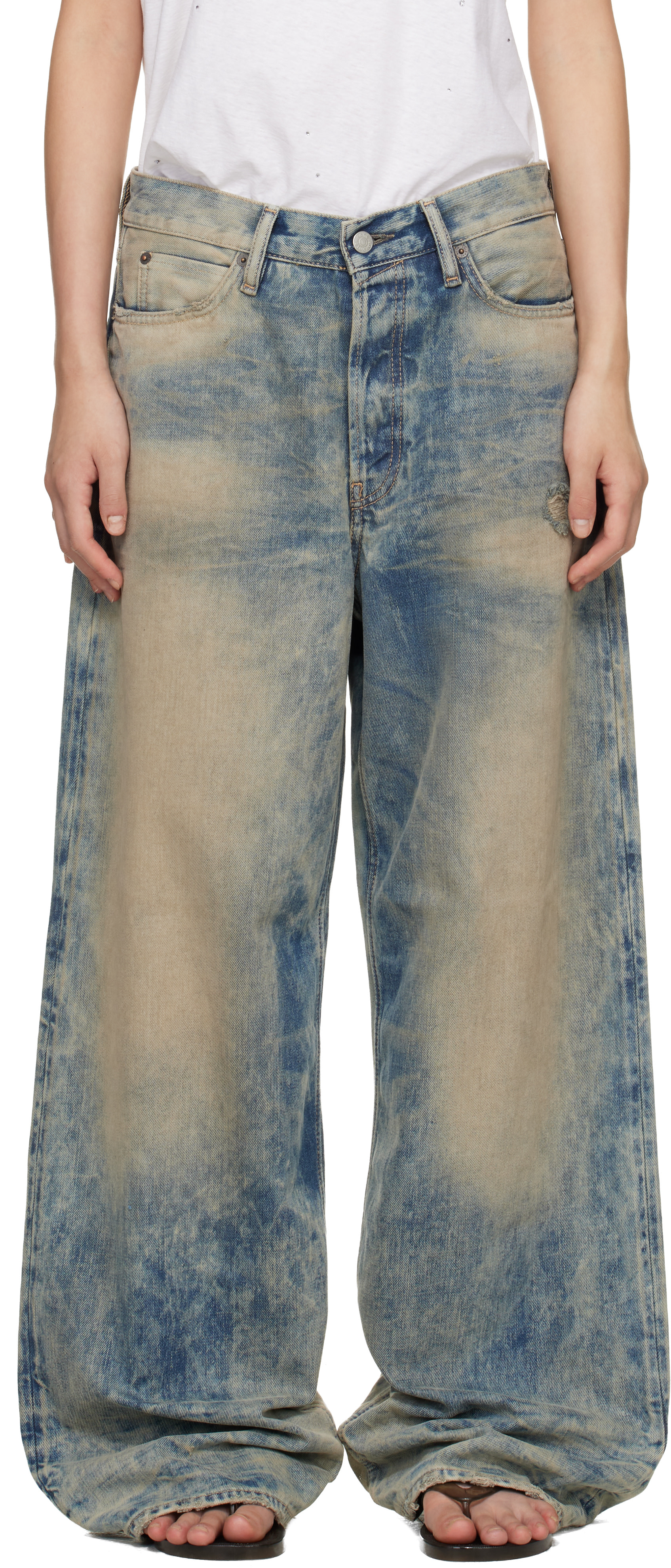 Acne Studios 1981 ルーズフィット デニムパンツ S ブルー Acne Studios: ブルー 1981 ルーズフィット ジーンズ | SSENSE 日本