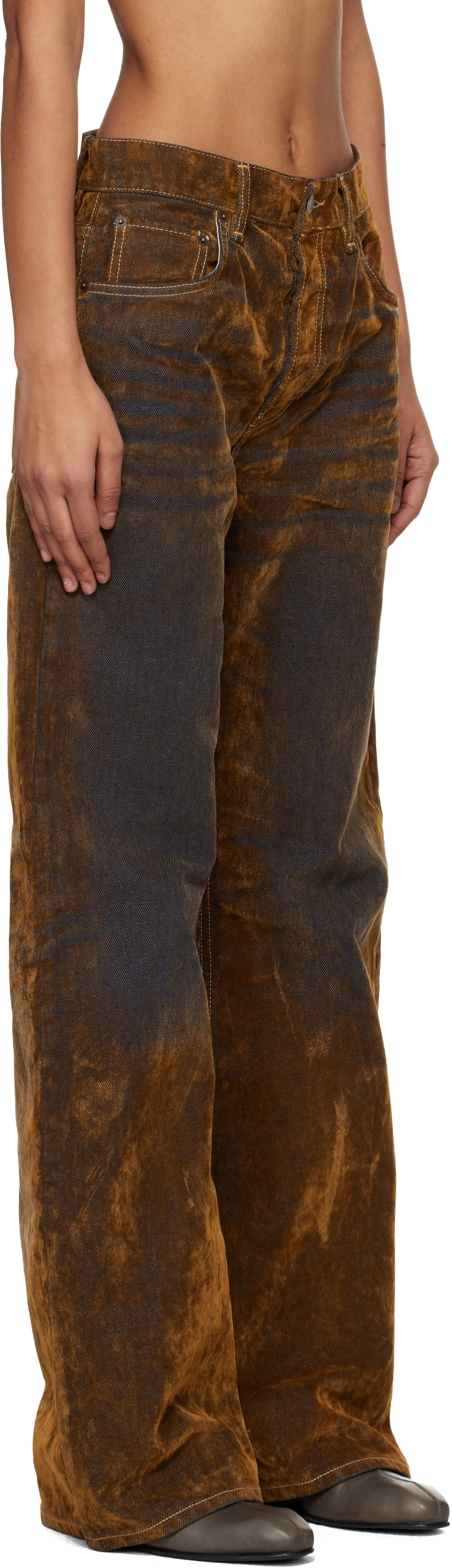 Acne Studios - Brown 2021 Flocked Denim Jeans