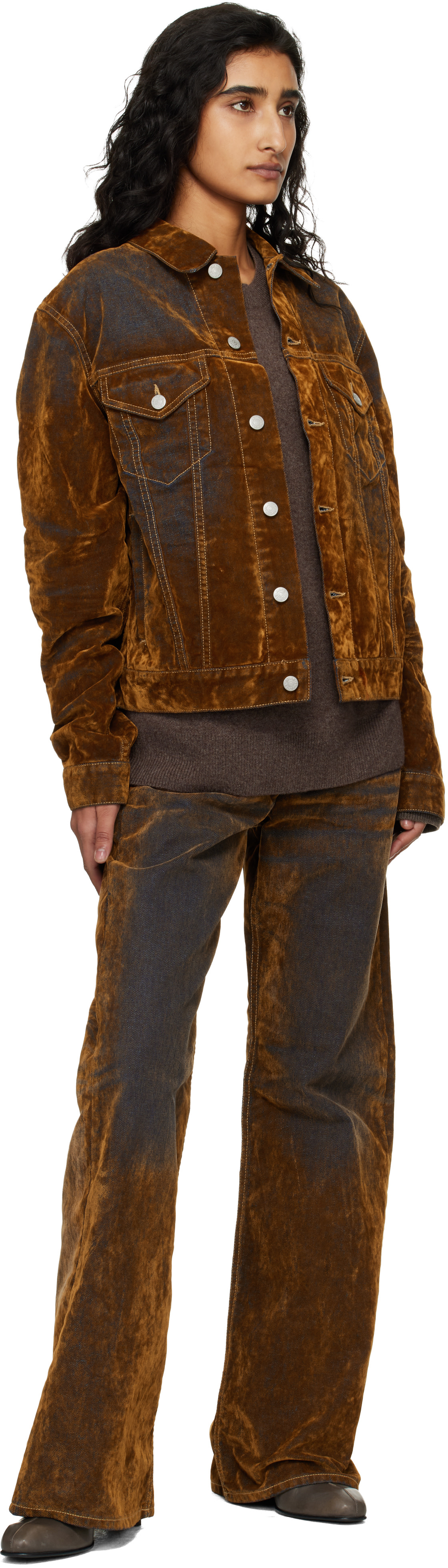 Acne Studios: Brown 2021 Flocked Denim Jeans | SSENSE