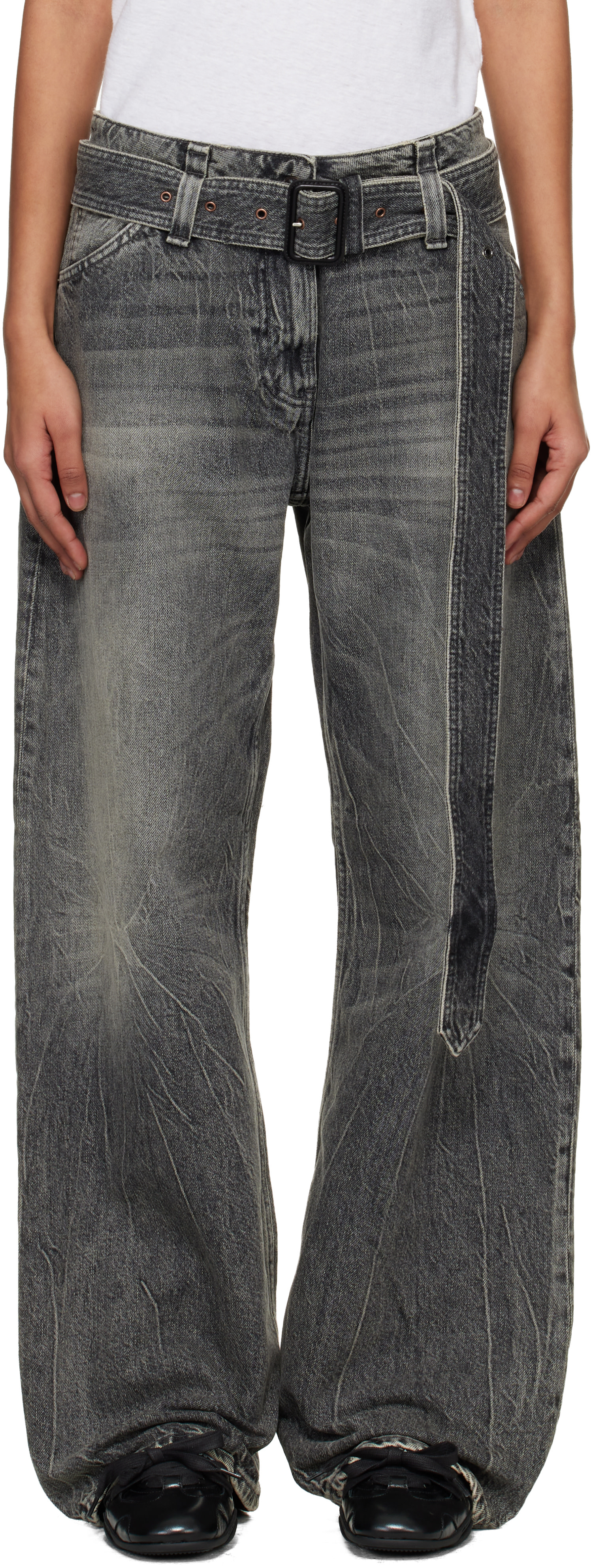 Acne Studios - Jean décontracté gris à ceinture