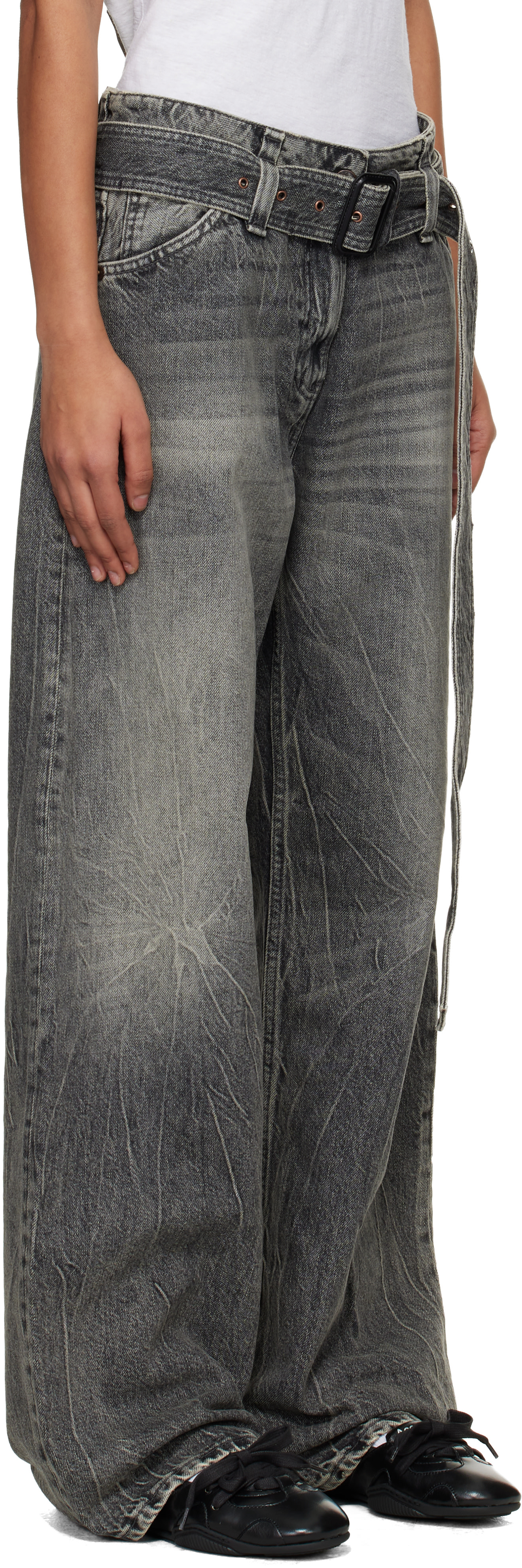 Acne Studios - Jean décontracté gris à ceinture
