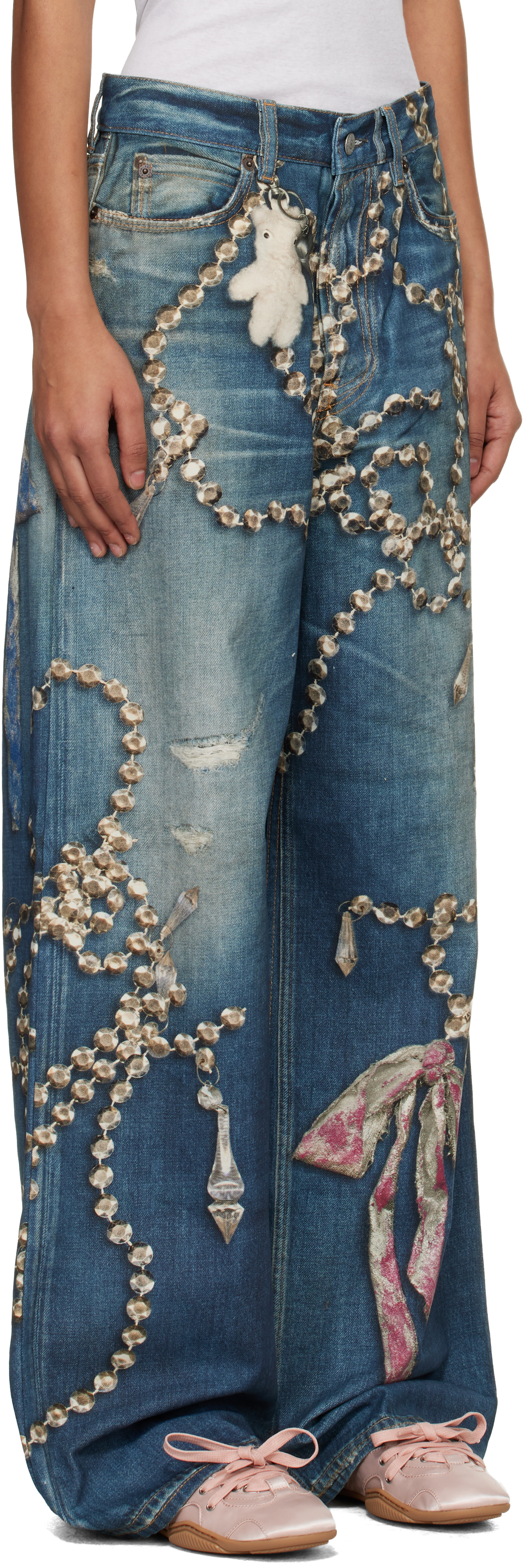 Acne Studios - Jean 1981 bleu à image trompe l'œil
