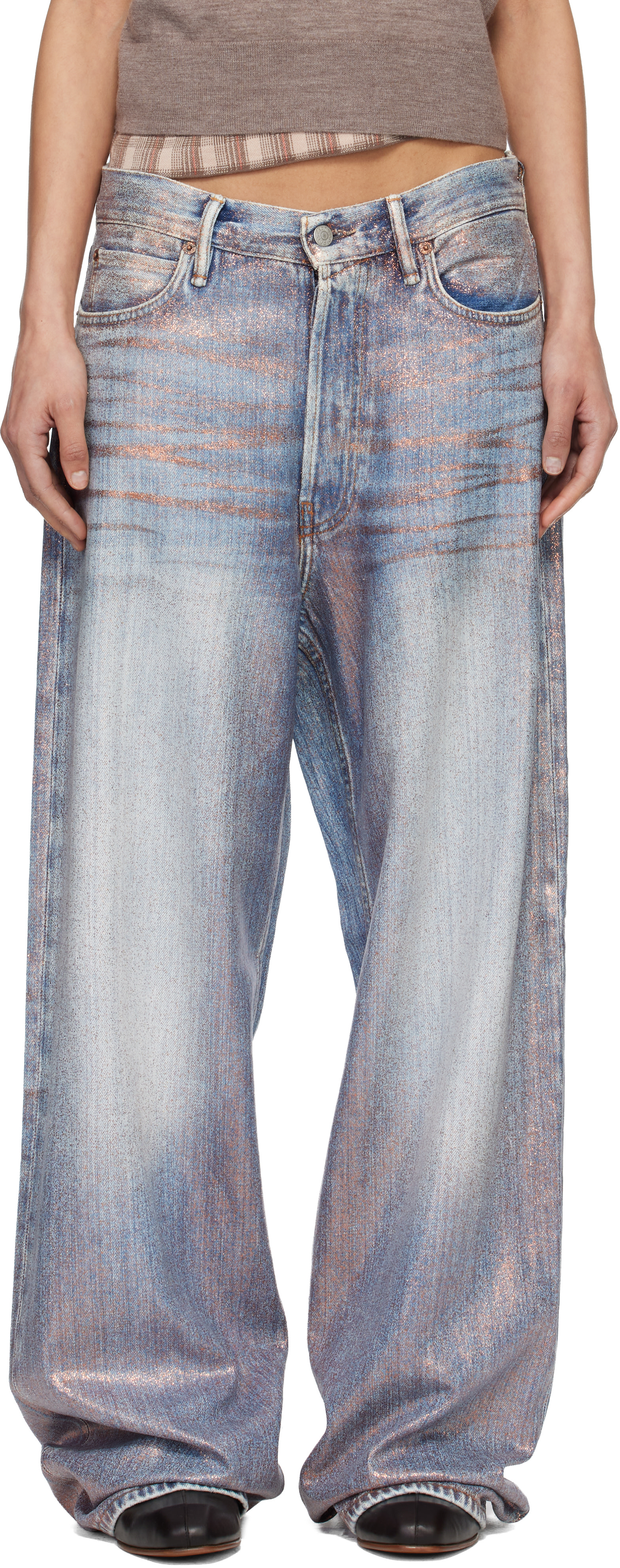 Acne Studios: ブルー Loose Glitter 1981 ジーンズ | SSENSE 日本