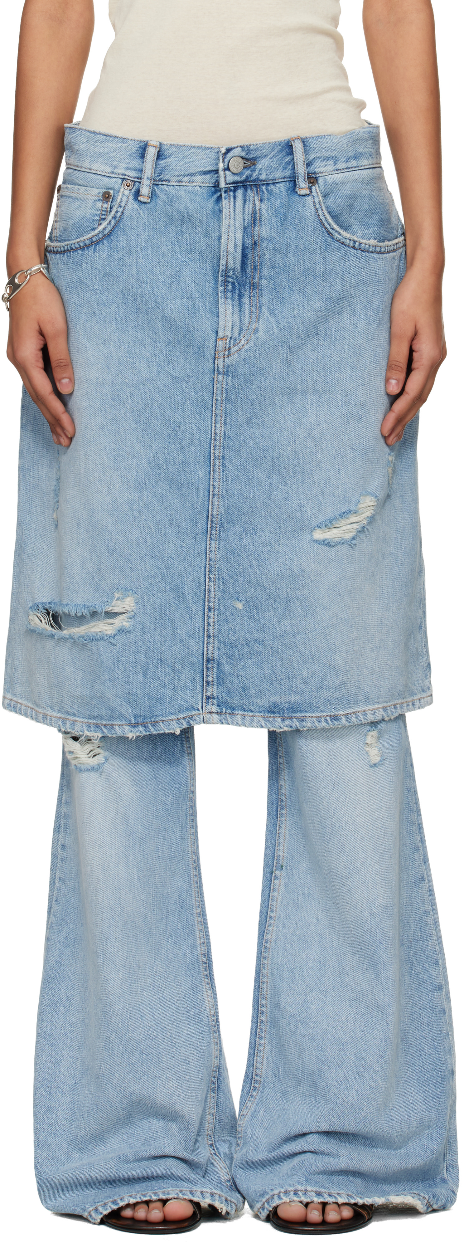 Y*s様 acne studios デニム Acne Studios: ブルー レイヤード デニム ジーンズ | SSENSE 日本