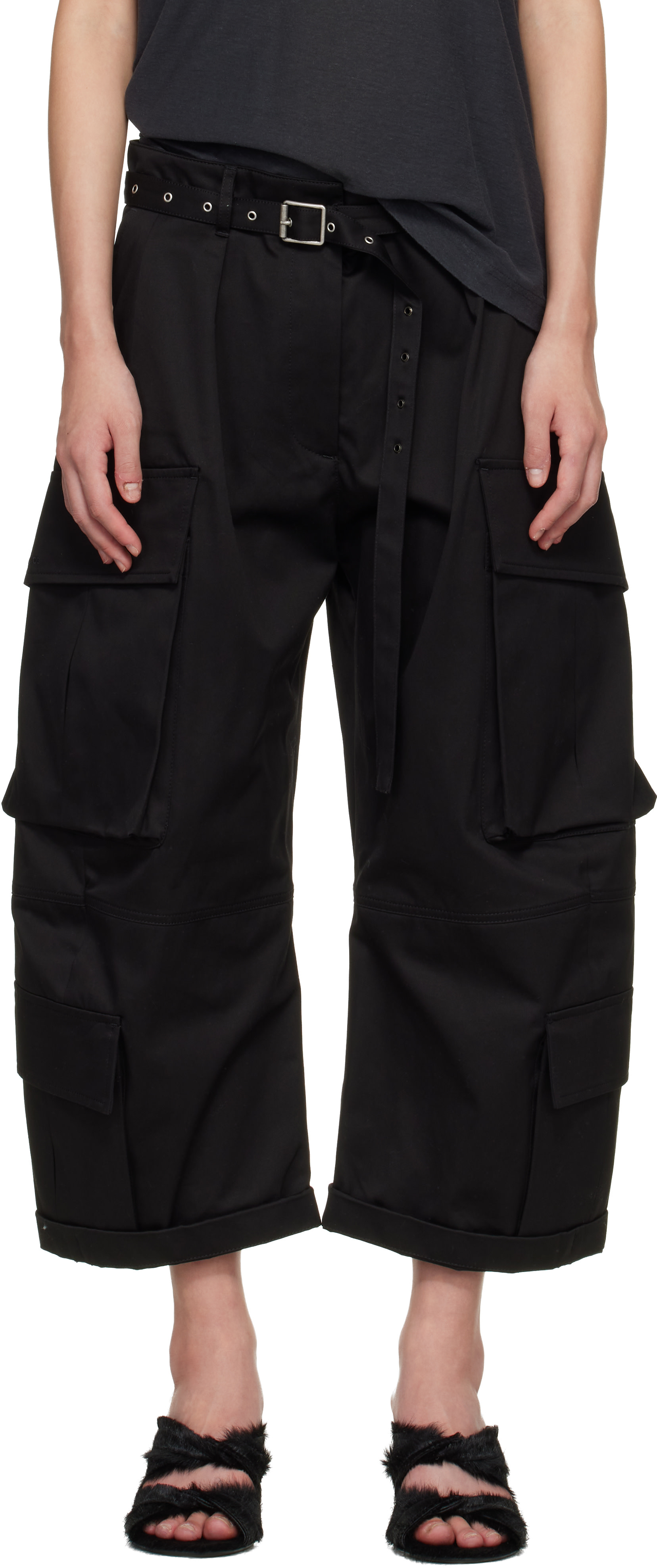 Acne Studios - Pantalon cargo noir en sergé