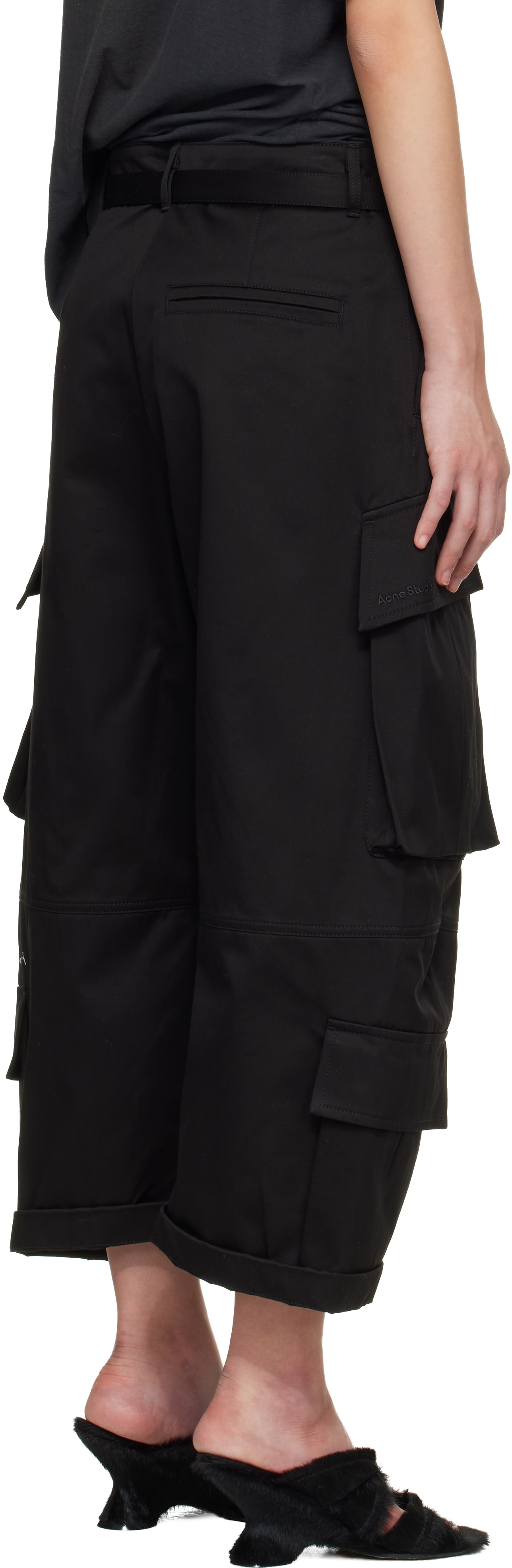 Acne Studios - Pantalon cargo noir en sergé