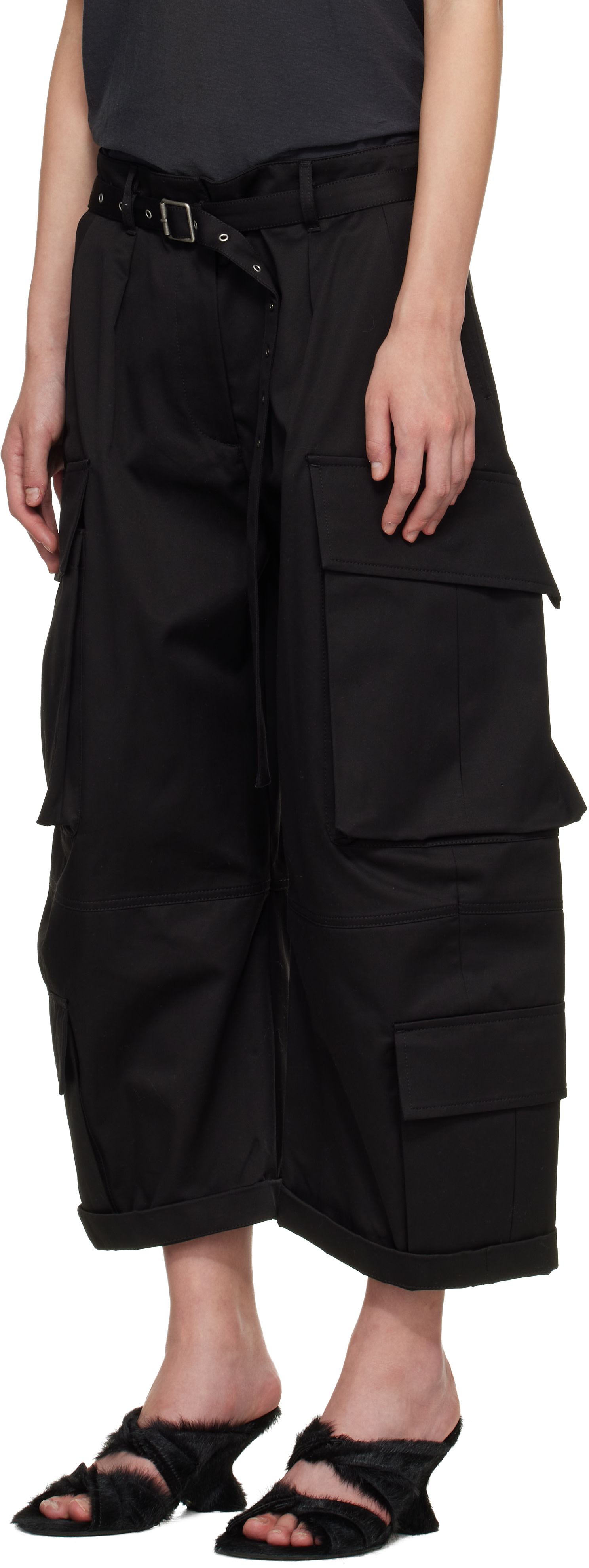 Acne Studios - Pantalon cargo noir en sergé