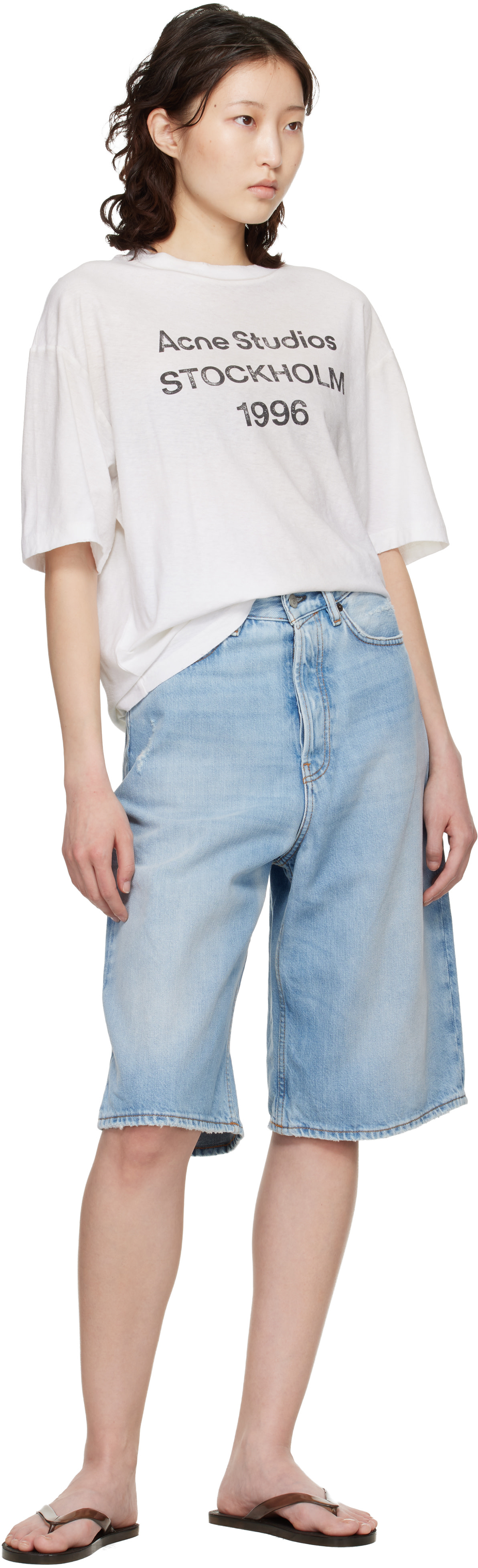 Acne Studios デニムショートパンツ EU 46 Acne Studios: ブルー ルーズフィット デニムショートパンツ | SSENSE 日本